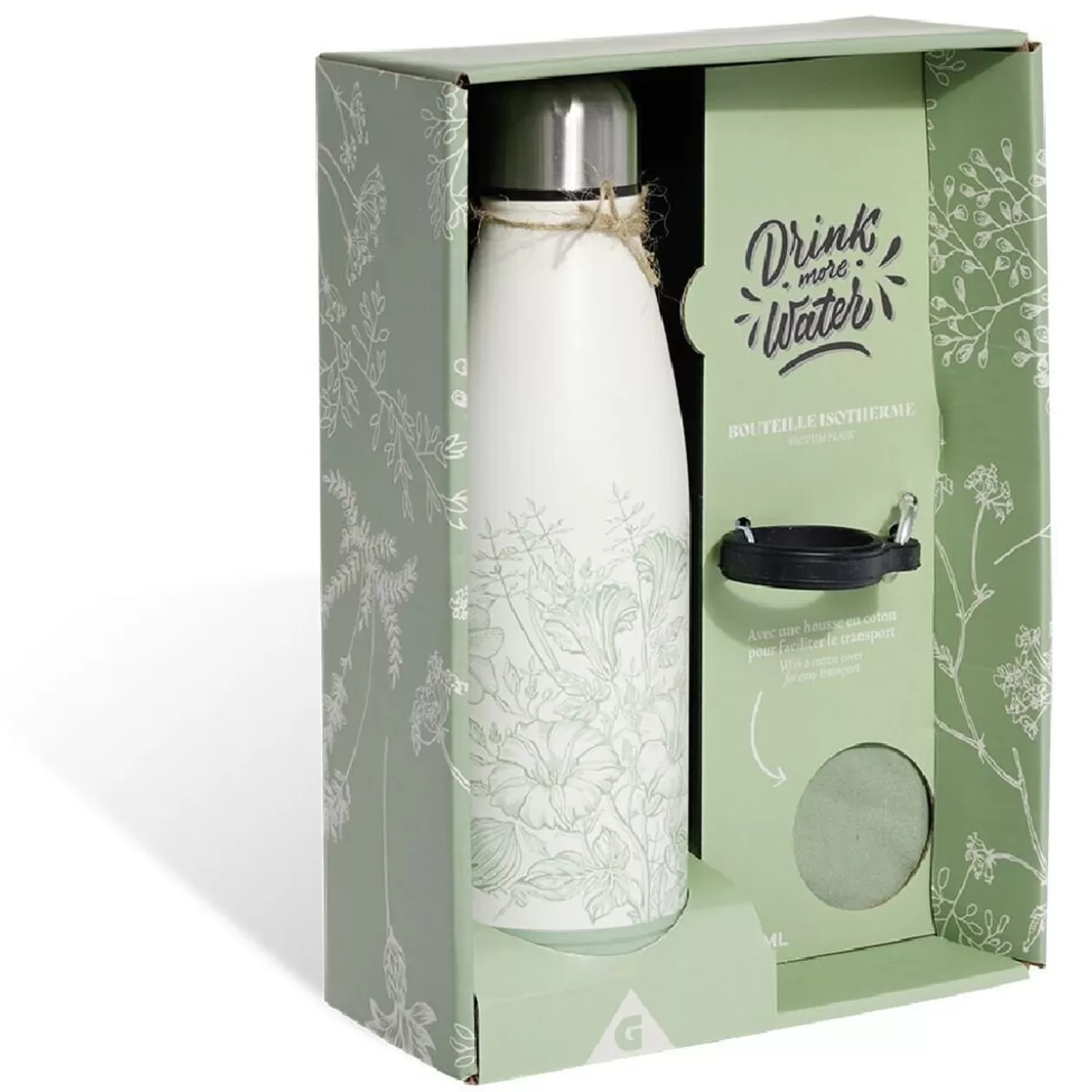 Gifi Bouteille isotherme 480ml avec housse vert< Conservation Alimentaire