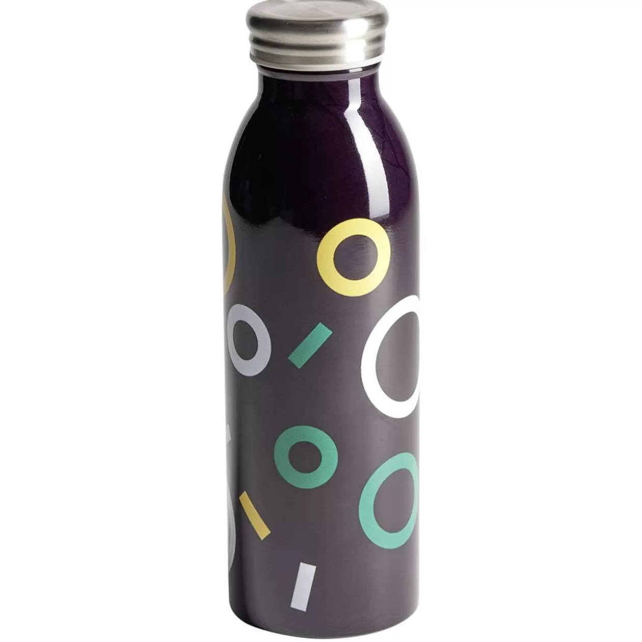Gifi Bouteille isotherme acier noir motif rond 500ml Ø6,7xH21,8cm< Conservation Alimentaire