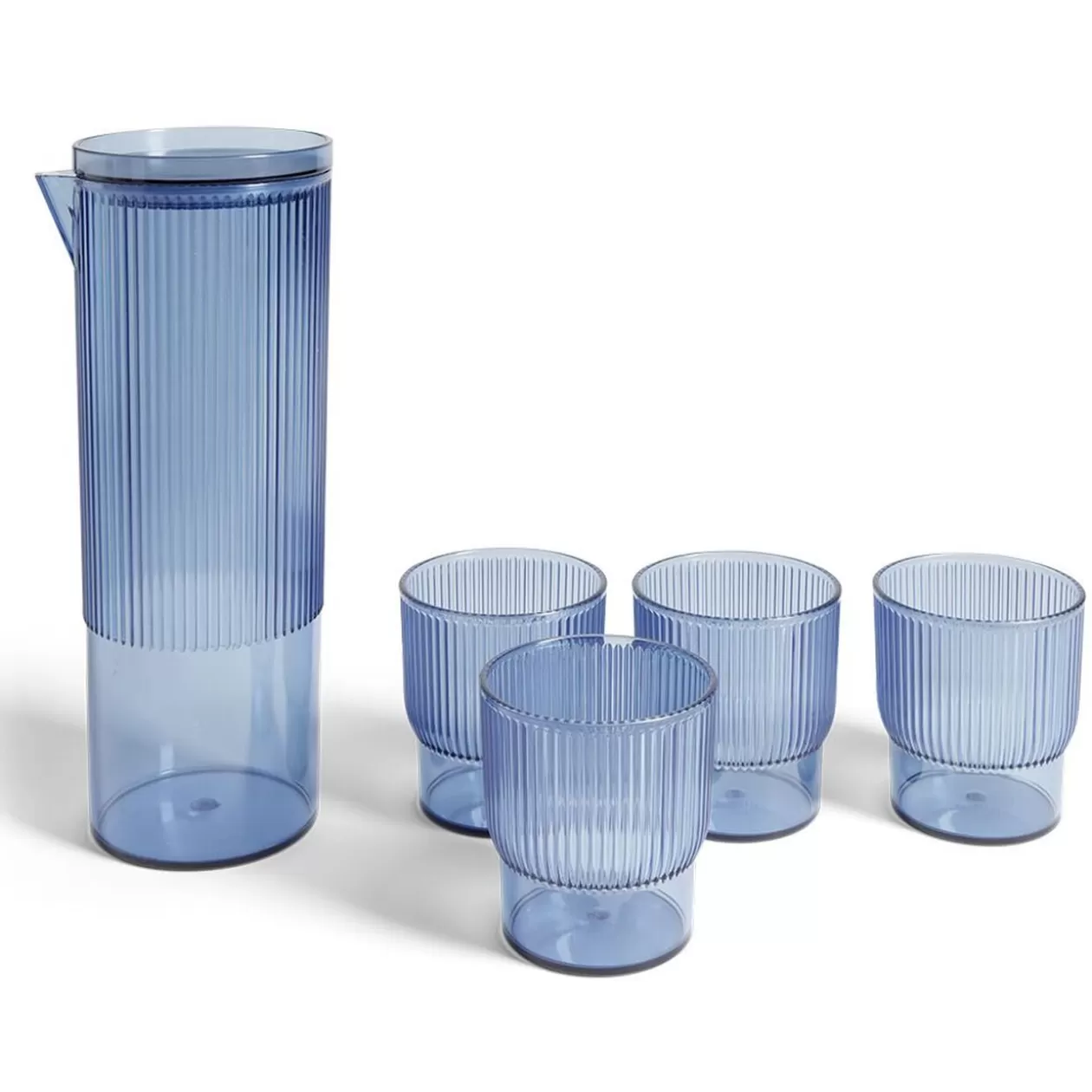 Carafe 1,1L + 4 verres 300mL polystyrène et silicone bleu>Gifi Store