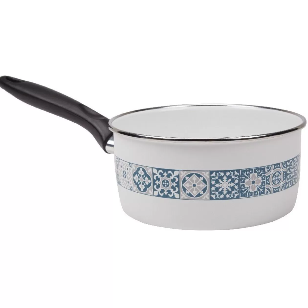Gifi Casserole anti-adhésive acier émaillé blanc crème et bleu< Cuisson