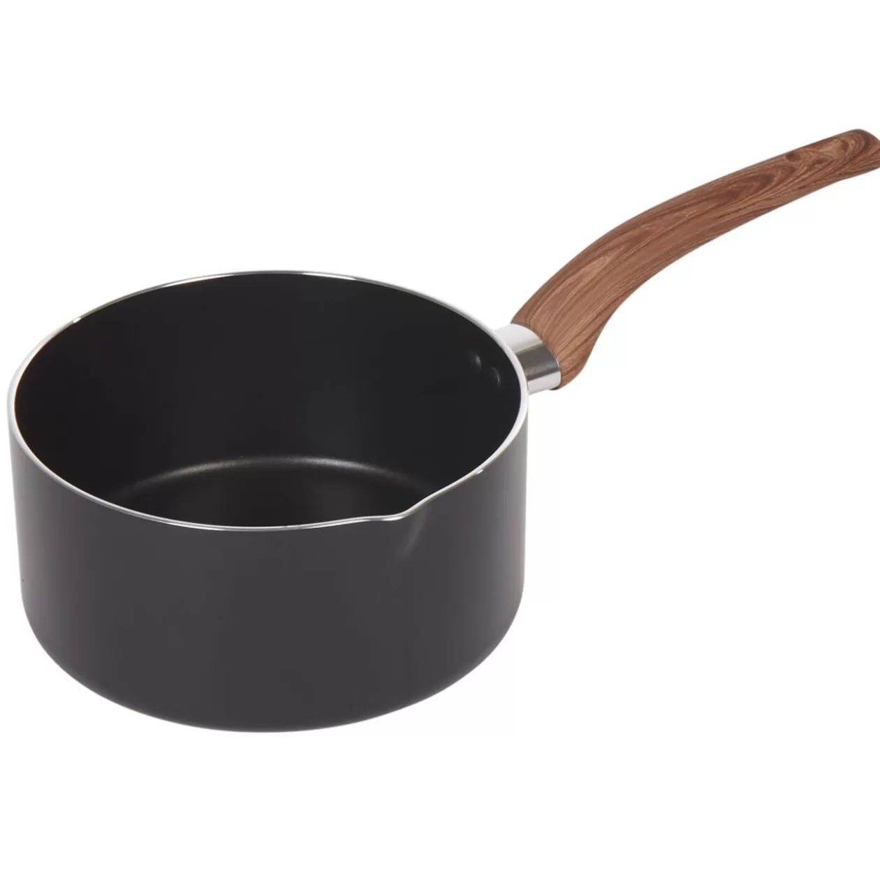 Gifi Casserole noire manche effet bois Ø 18< Cuisson