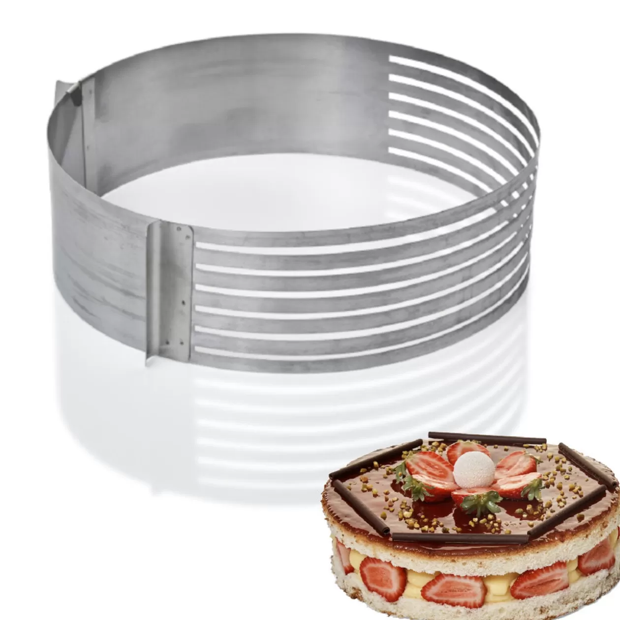 Gifi Cercle à pâtisserie extensible spécial génoise inox< Cuisson