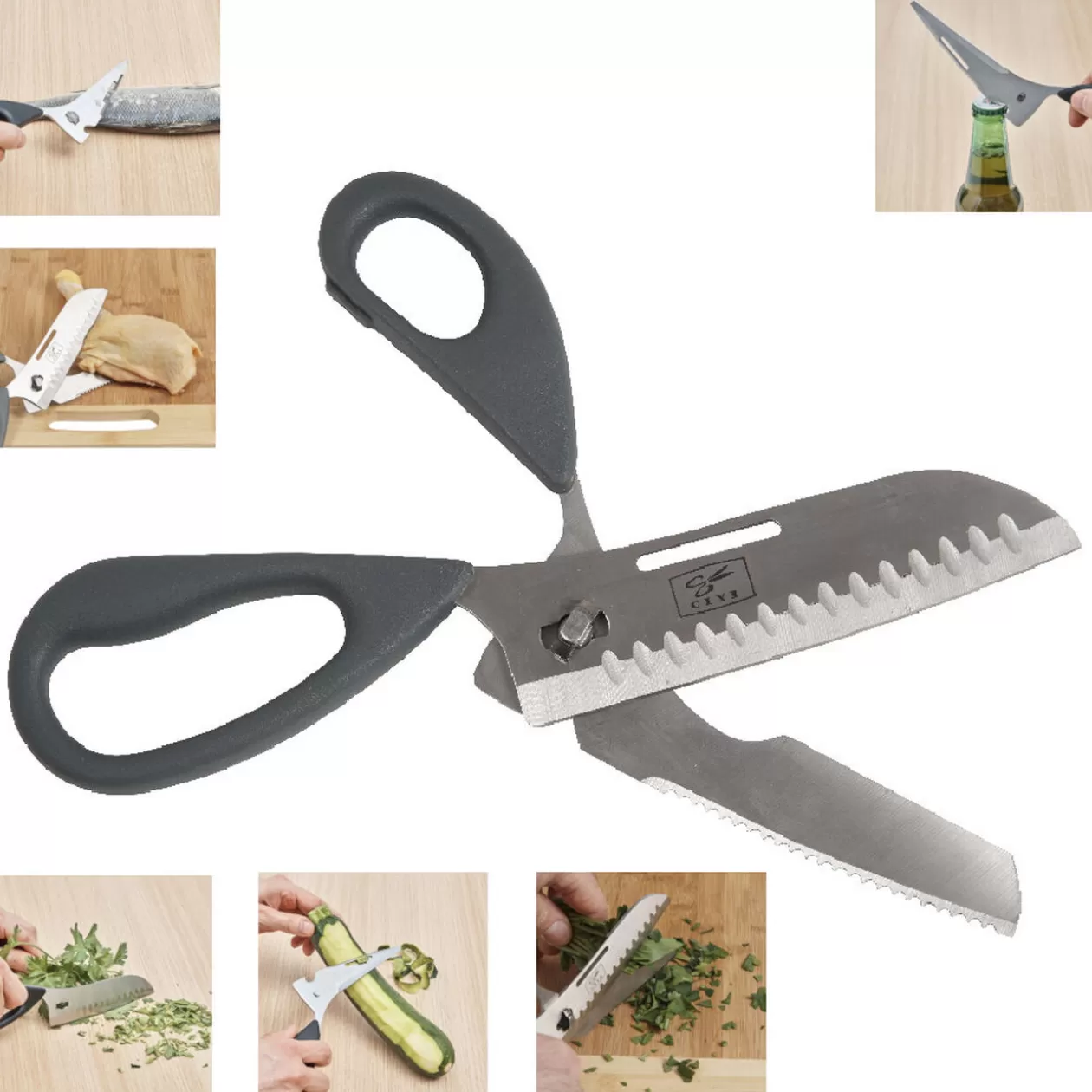 Gifi Ciseau santoku multifonctions avec étui de protection< Préparation Culinaire