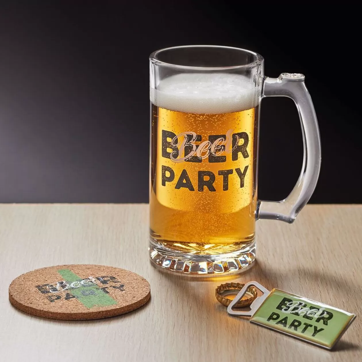 Coffret bière 3 pièces verre décapsuleur et sous-verre - 2 modèles>Gifi Sale