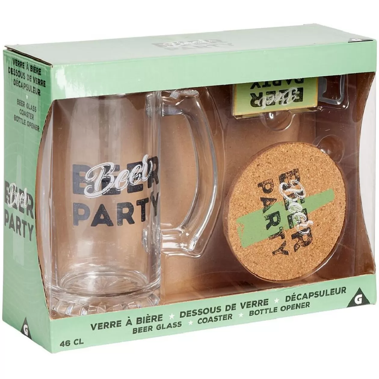 Coffret bière 3 pièces verre décapsuleur et sous-verre - 2 modèles>Gifi Sale