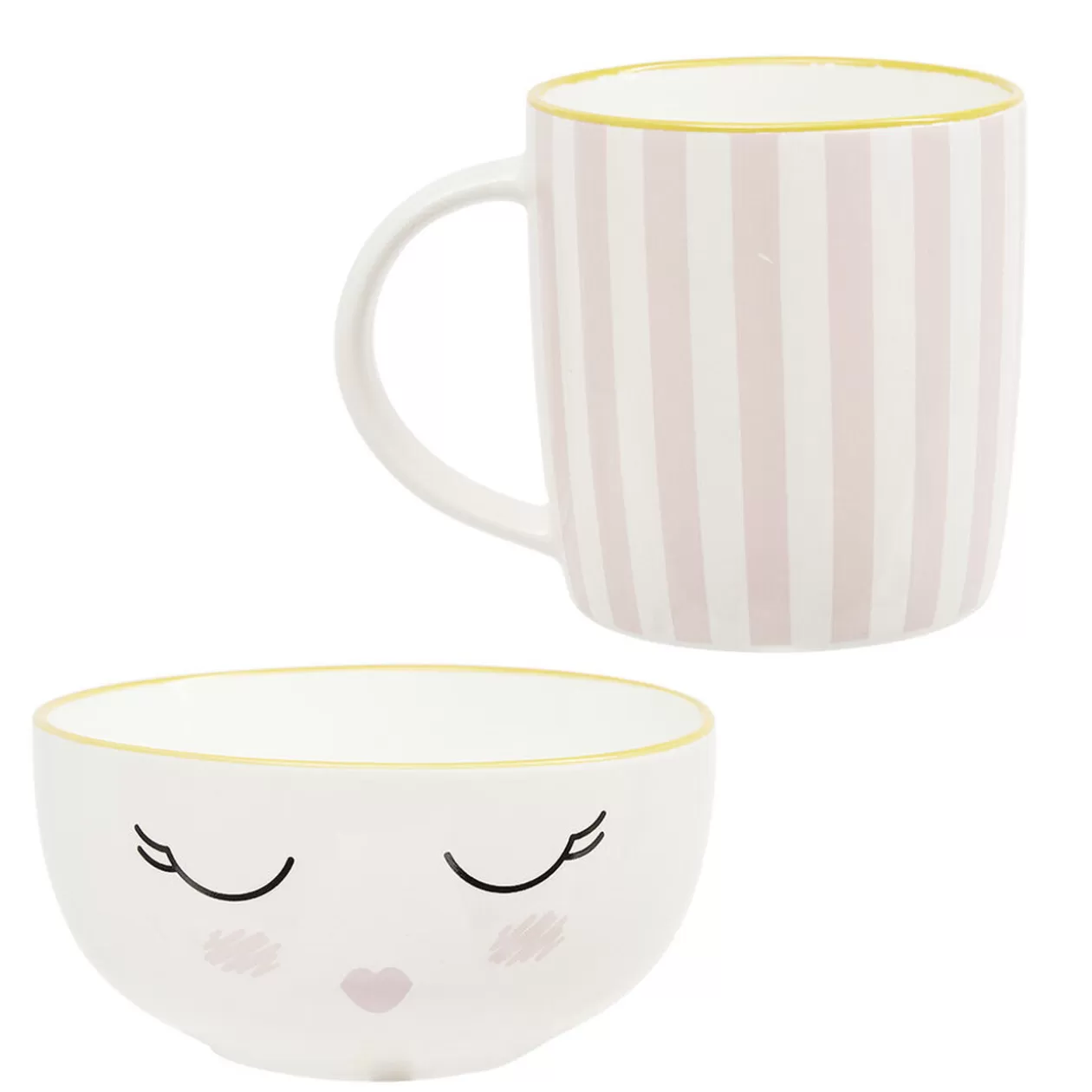 Coffret bol et mug en porcelaine sleepy rose>Gifi Discount