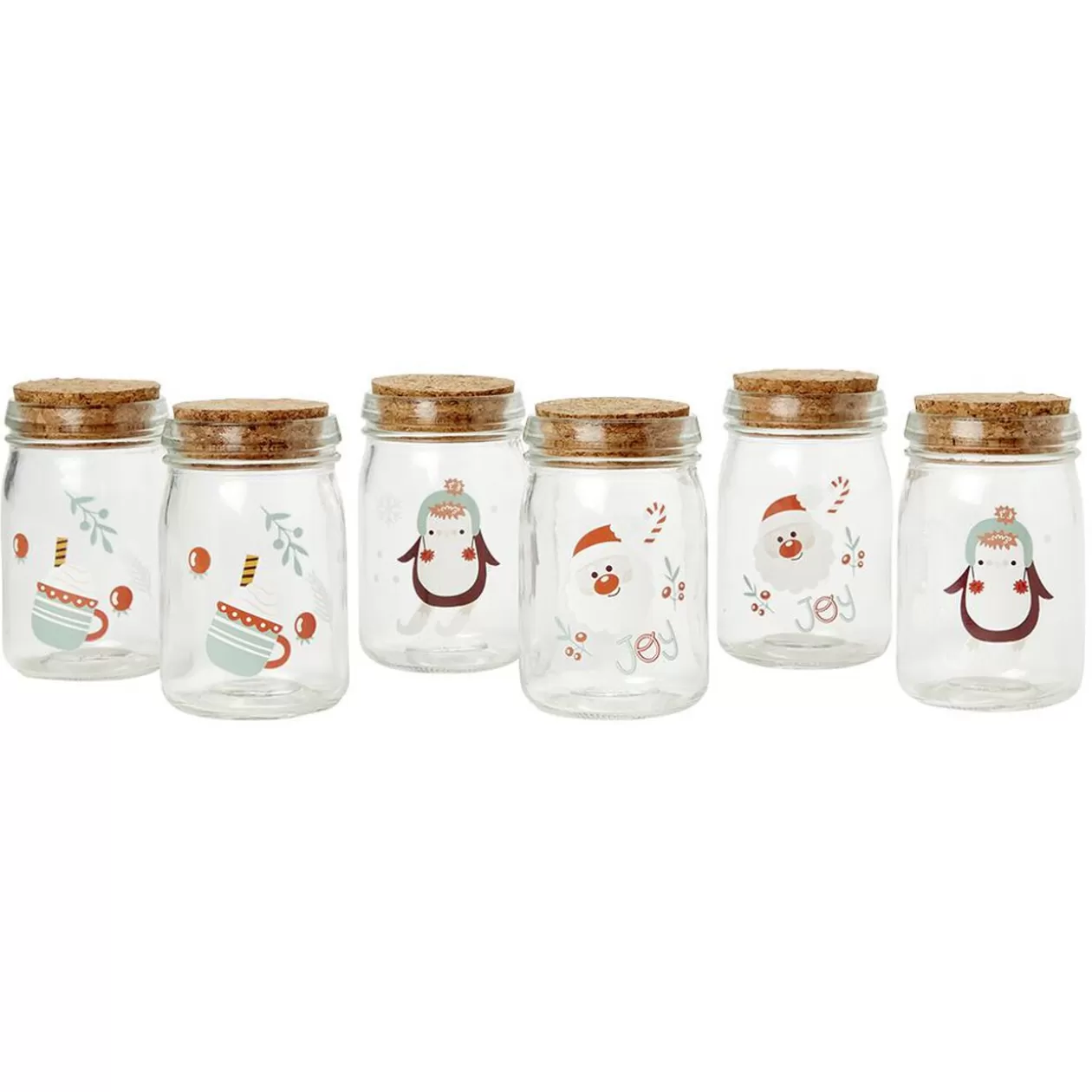Gifi Coffret mini bocal en verre motif Noël couvercle liège x6< Conservation Alimentaire