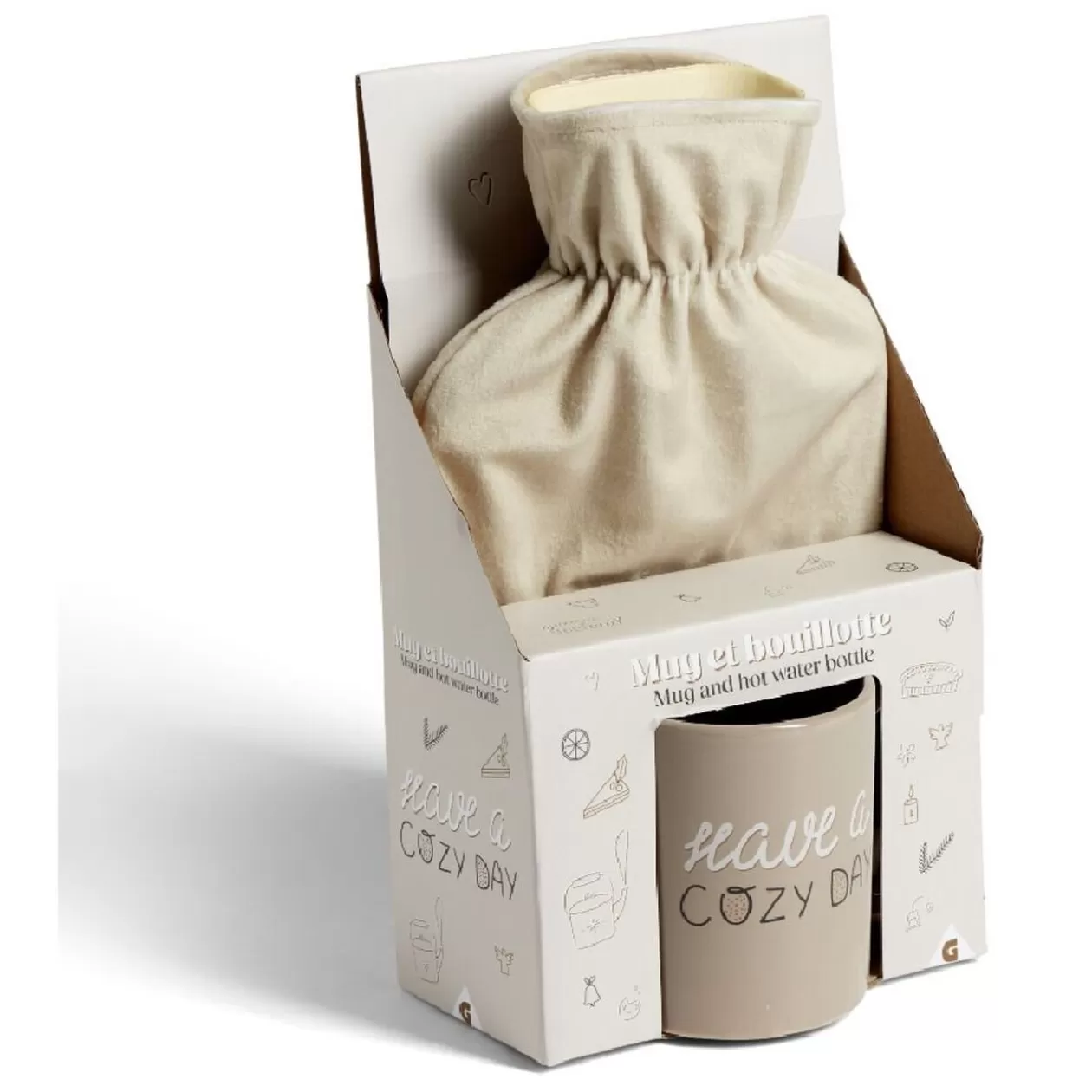 Coffret mug 330ml et bouillotte 600ml cosy beige>Gifi Best