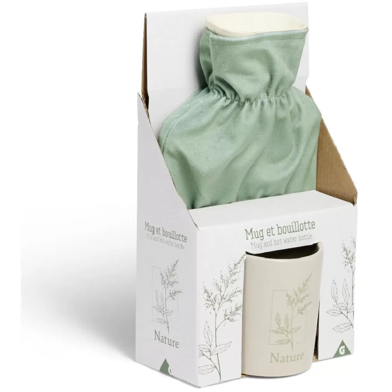 Coffret mug 330ml et bouillotte 600ml nature vert>Gifi New