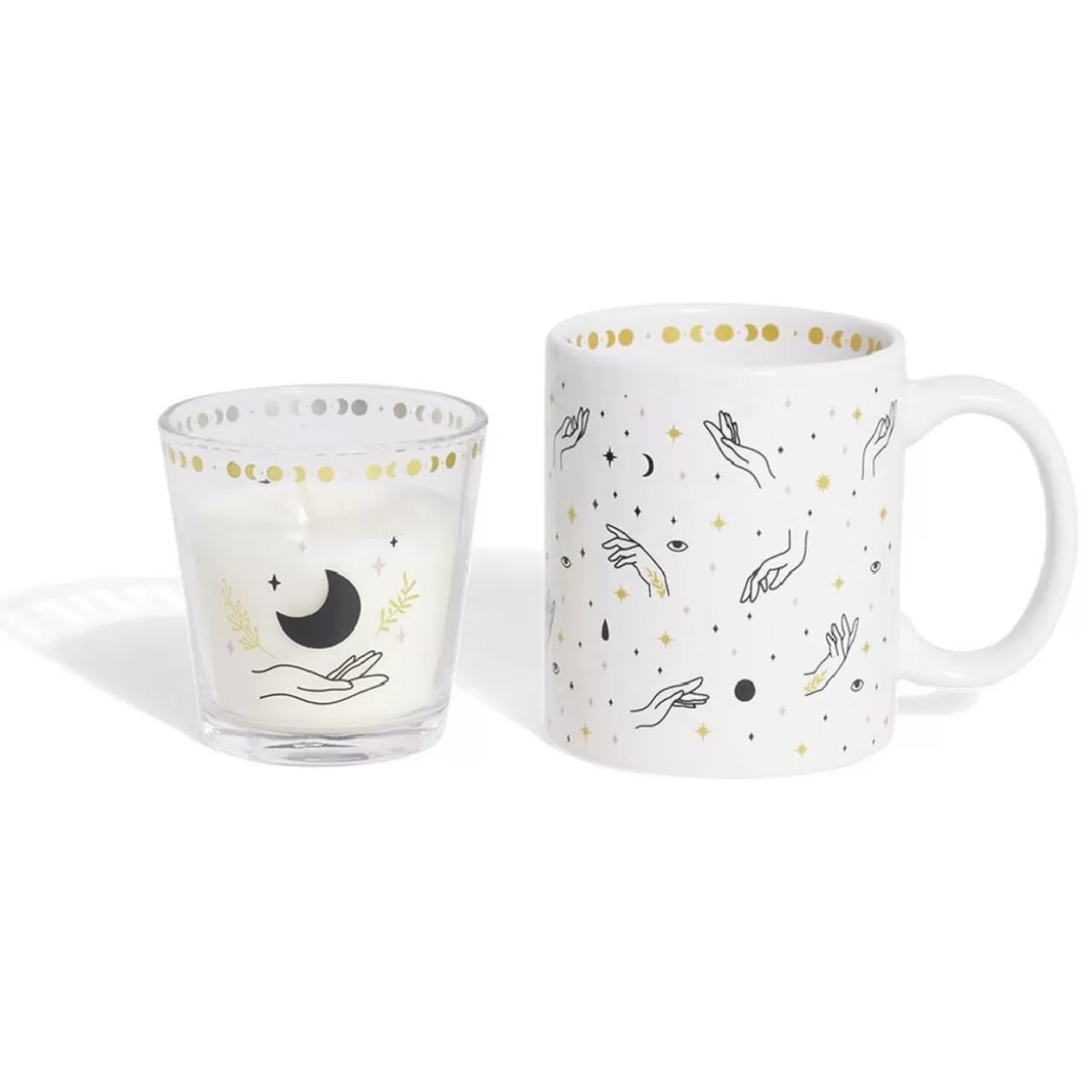 Coffret mug 33cl et bougie motif main blanc et noir>Gifi Best Sale