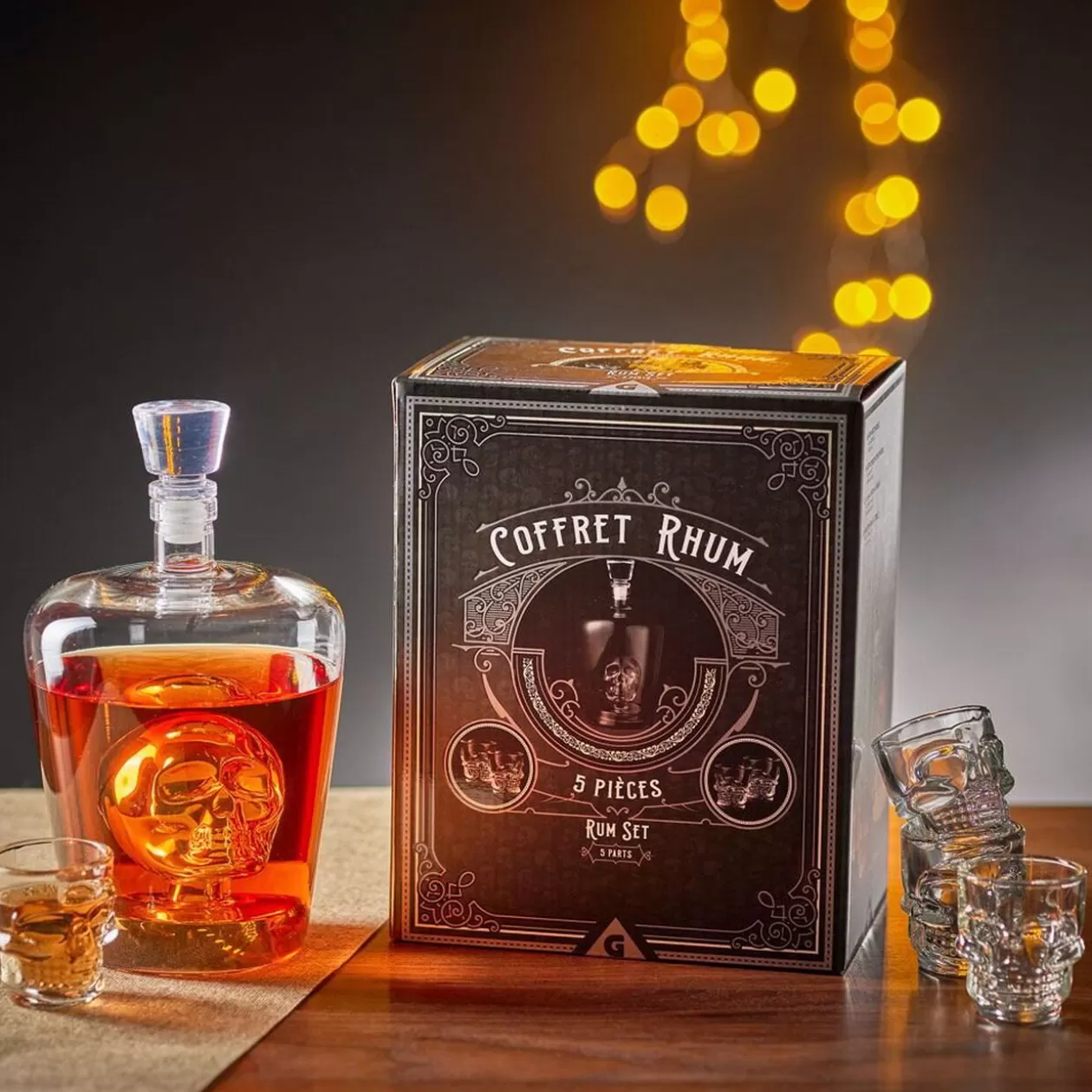 Coffret rhum carafe et verre x4 design tête de mort>Gifi Fashion