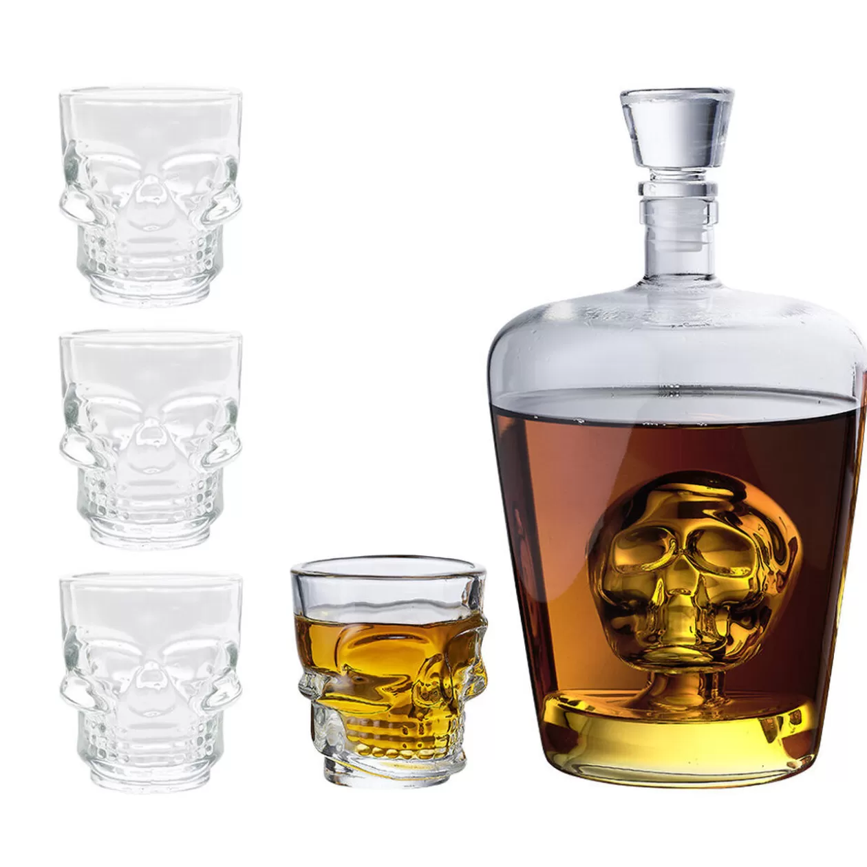 Coffret rhum carafe et verre x4 design tête de mort>Gifi Fashion