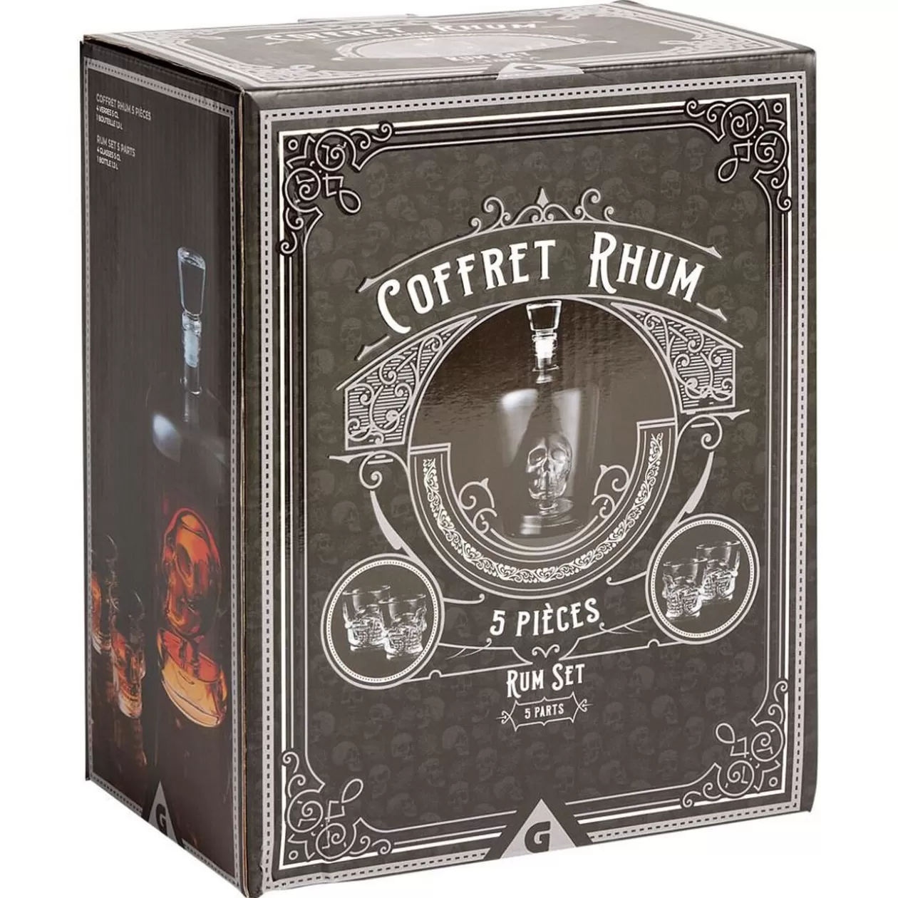 Coffret rhum carafe et verre x4 design tête de mort>Gifi Fashion