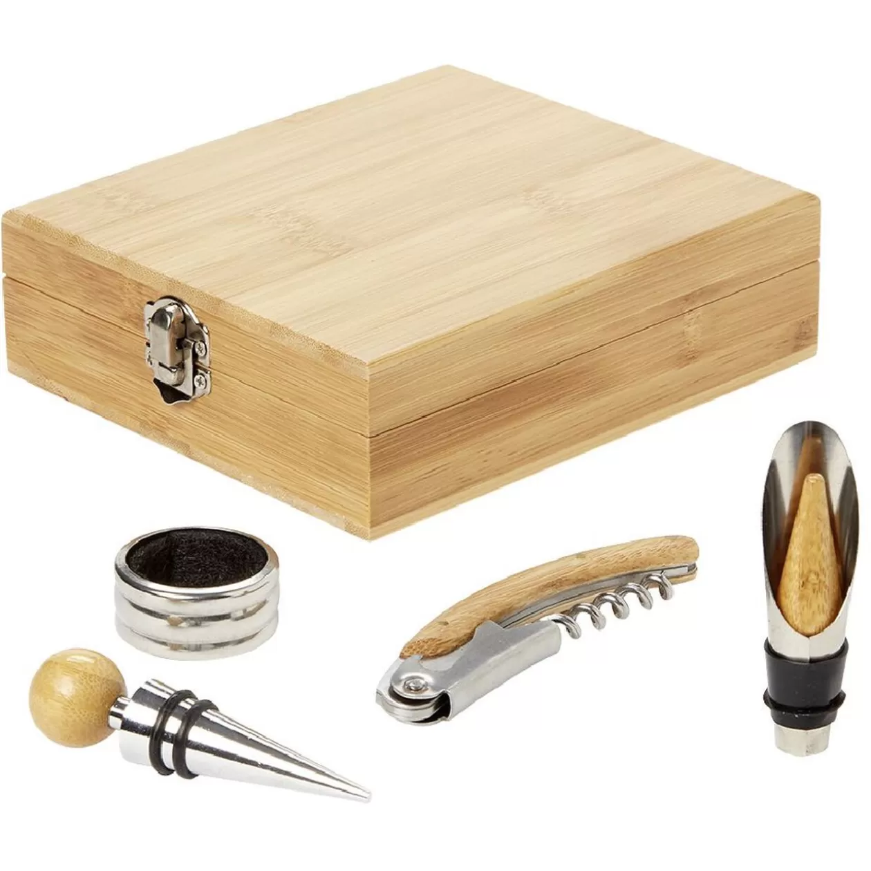 Coffret sommelier accessoires pour le vin en bambou 4 pièces>Gifi Fashion