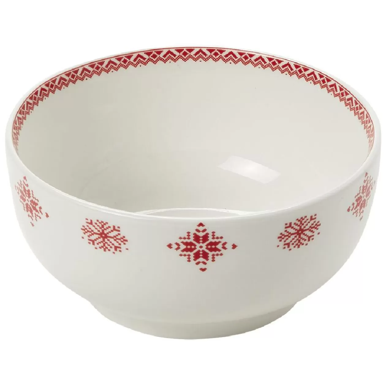 Coupelle en porcelaine blanche motif Noël flocons rouges>Gifi Outlet