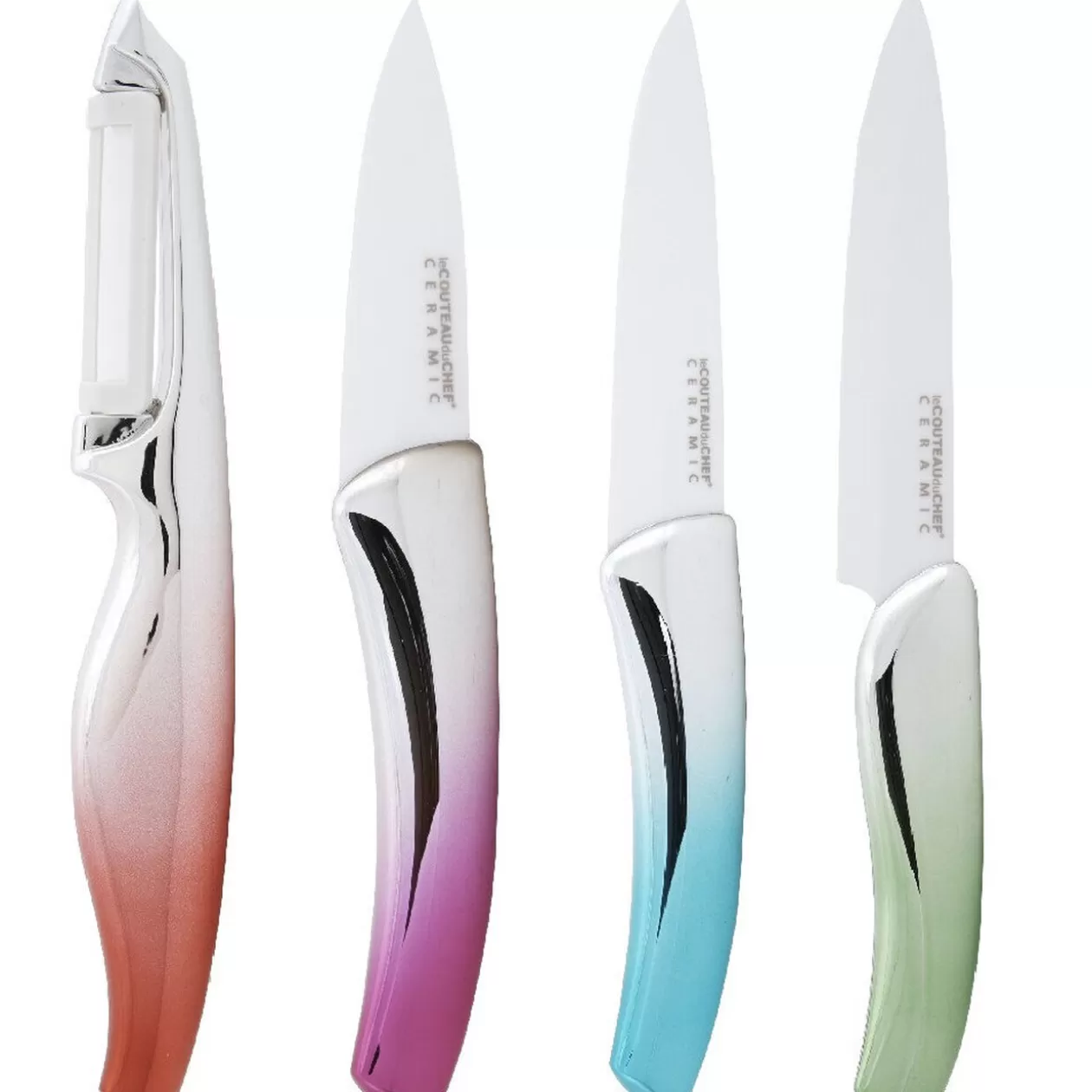 Gifi Couteau céramique manche coloré x 3 et éplucheur< Préparation Culinaire