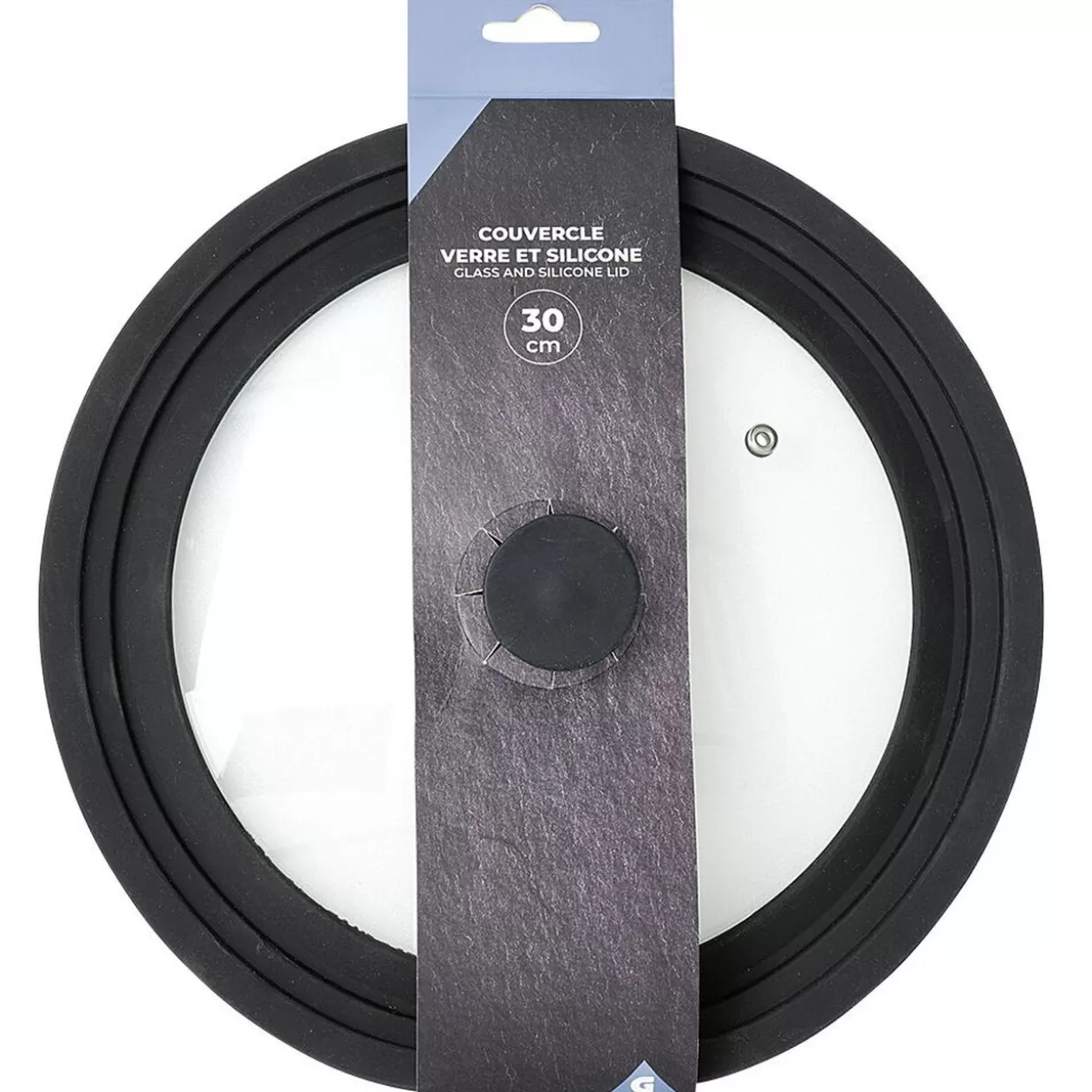 Gifi Couvercle en verre avec contour silicone noir Ø 30 cm< Cuisson