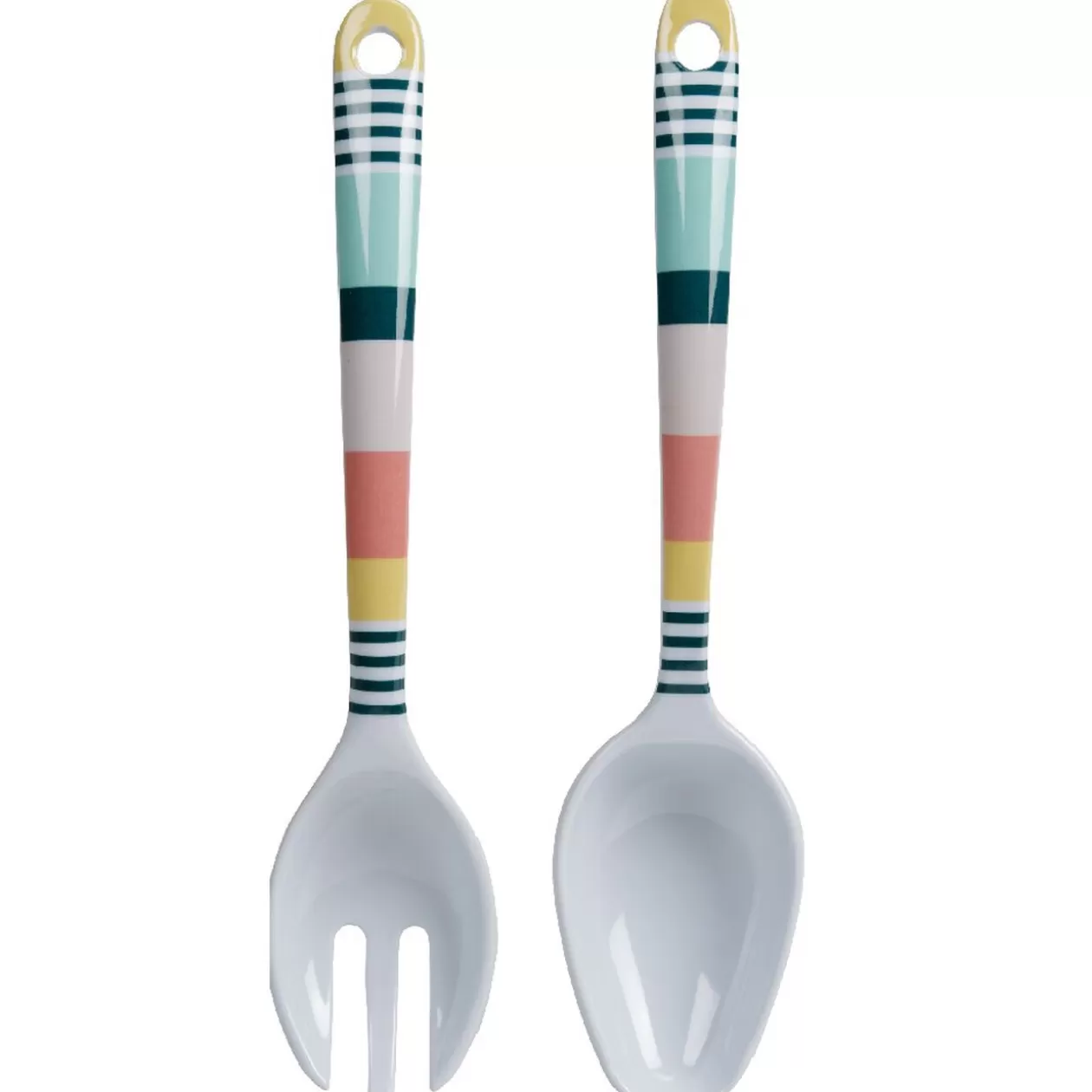 Gifi Couverts à salade blancs motif bayadère multicolore x2< Préparation Culinaire