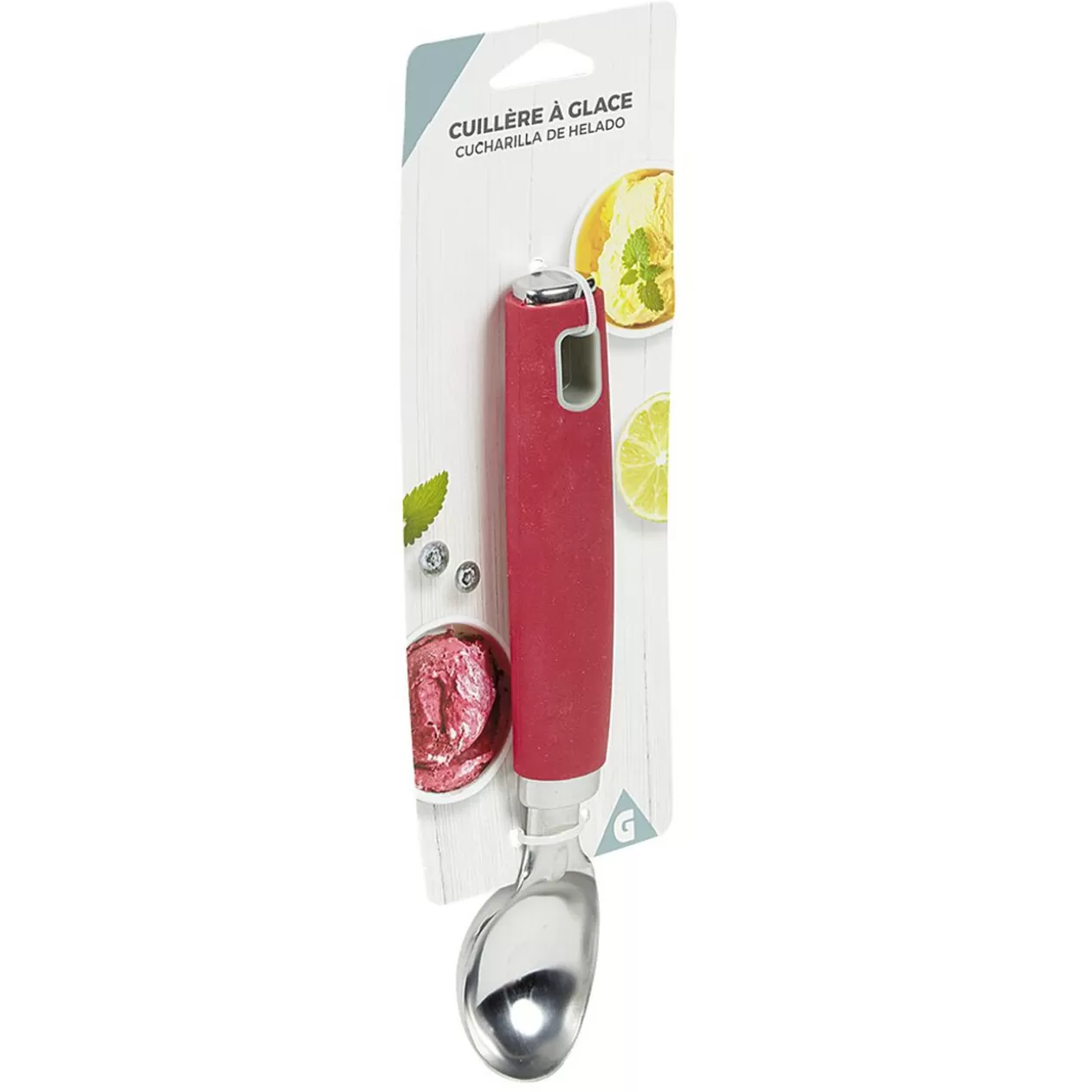 Cuillère à glace inox avec manche en polypropylène rouge>Gifi Discount