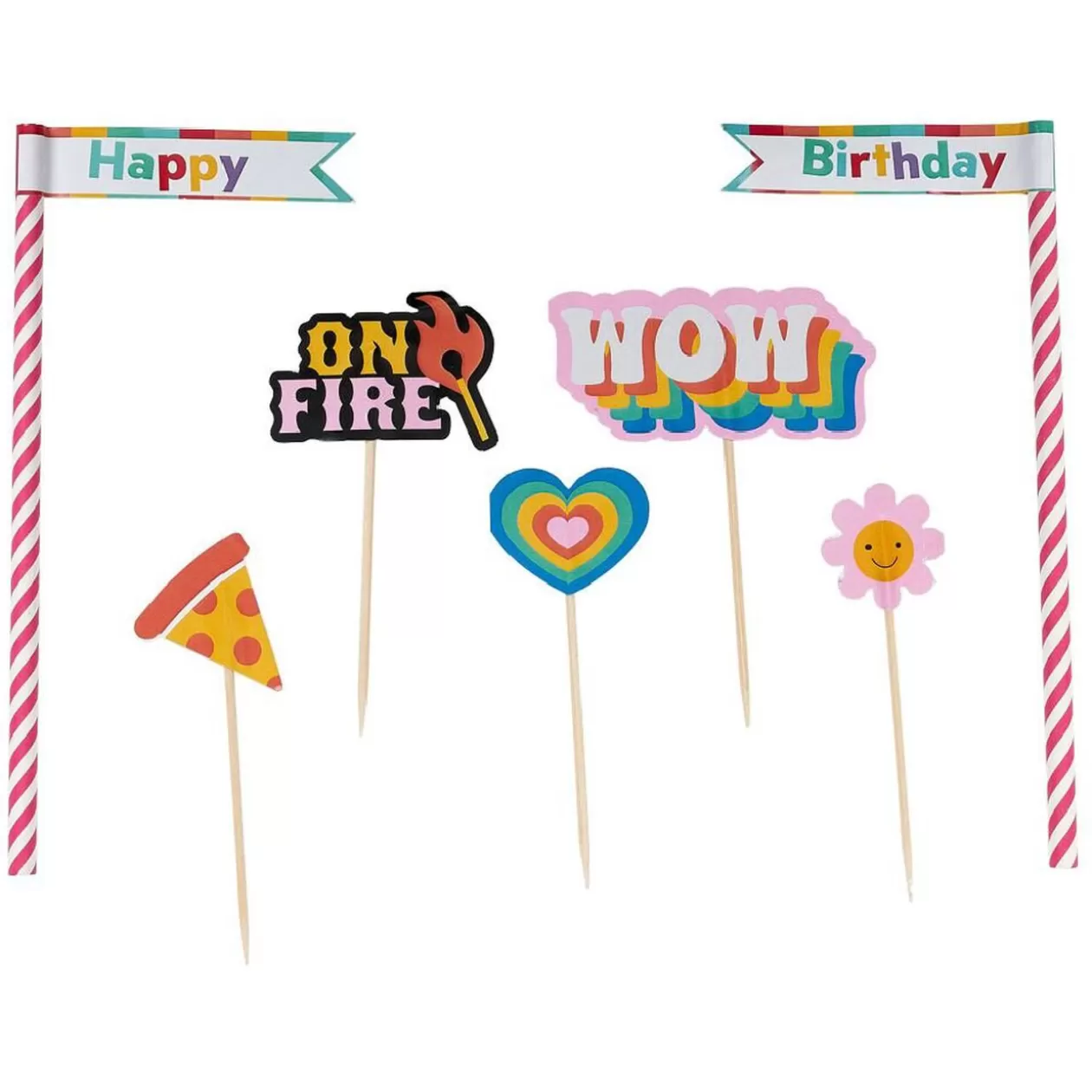 Gifi Décoration gâteau anniversaire pique thème candy x7< Préparation Culinaire