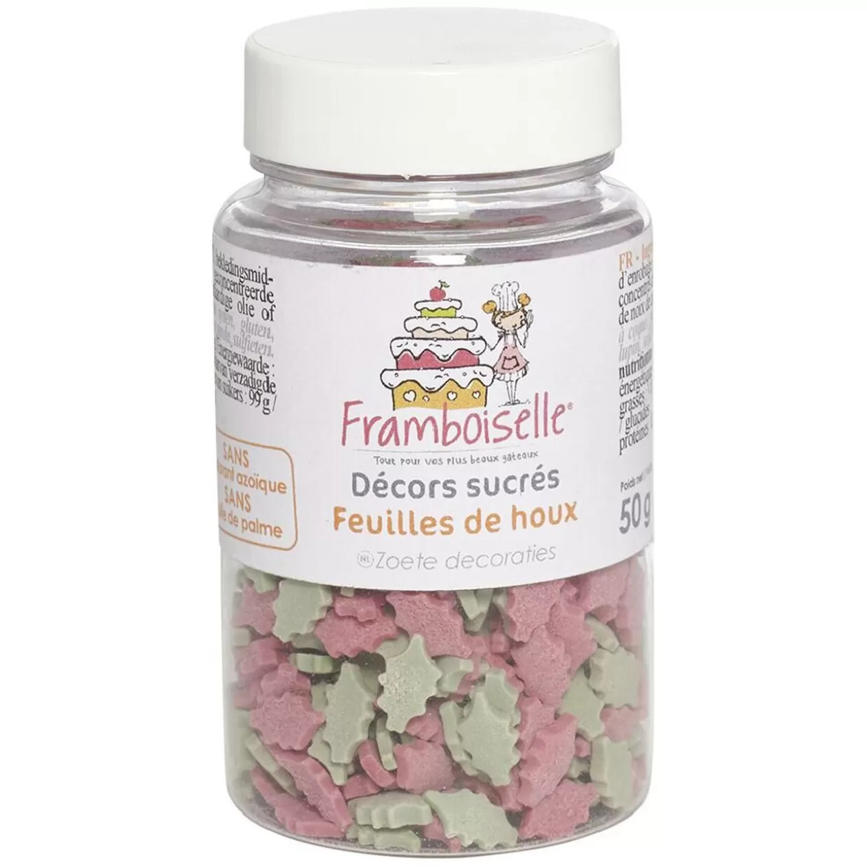Gifi Décors sucrés feuilles de houx rose et vert 50 g Framboiselle< Préparation Culinaire