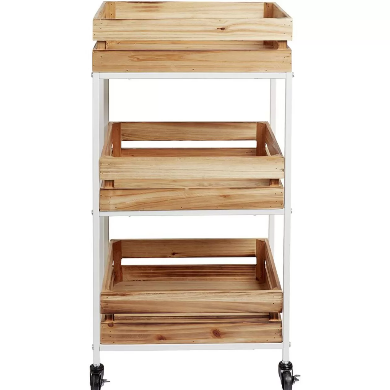 Gifi Desserte à roulette en bois design cagette naturel 3 niveaux< Rangement De Cuisine