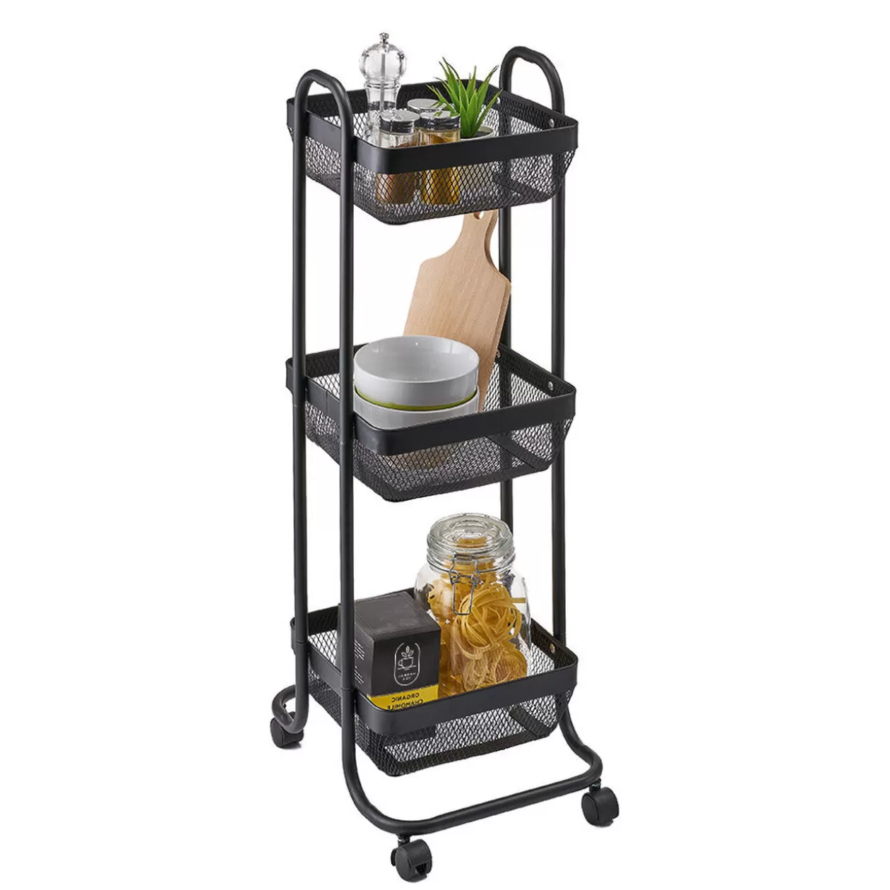 Gifi Desserte à roulettes vintage métal noir 3 niveaux< Rangement De Cuisine