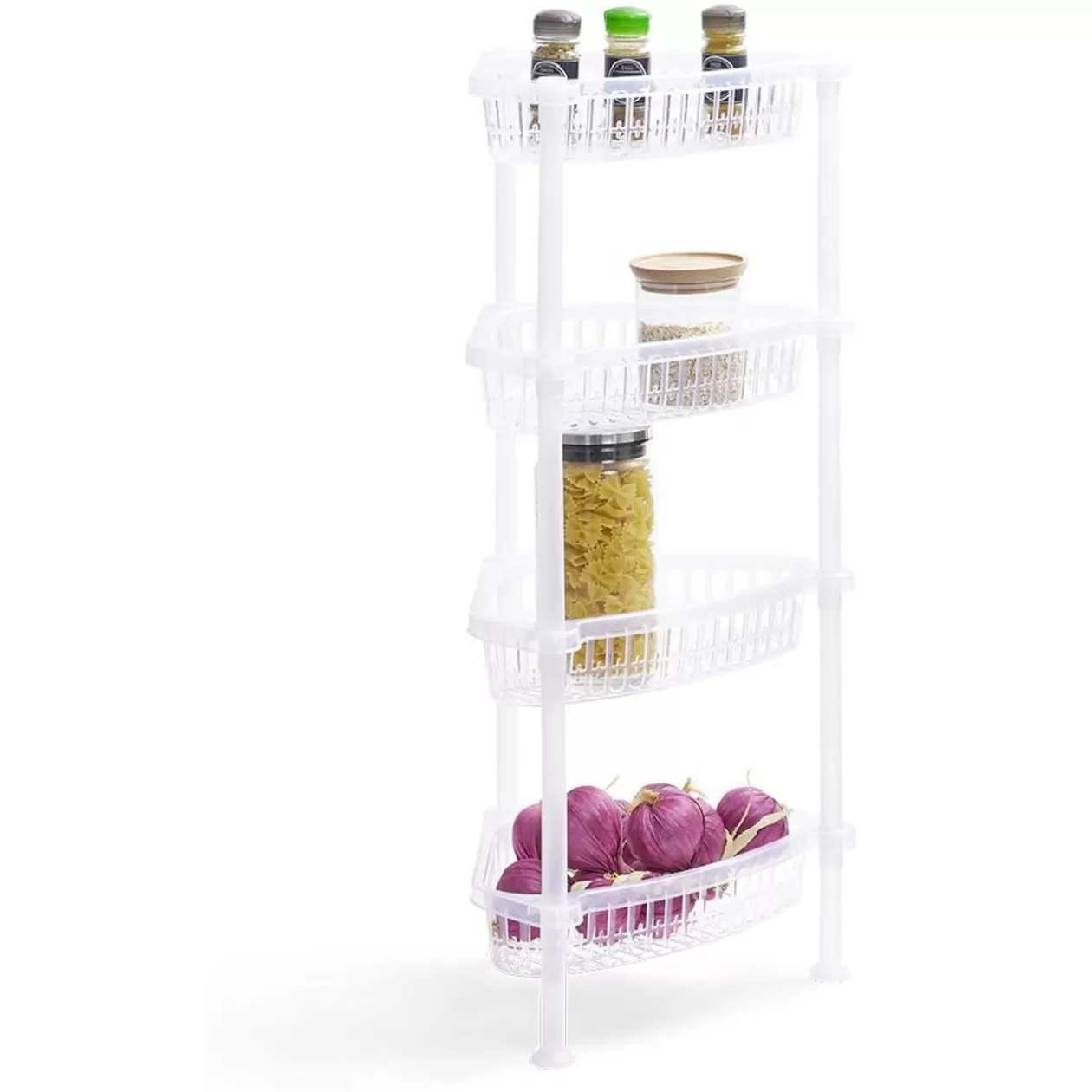 Gifi Desserte d'angle 4 niveaux plastique transparent 38x33xH82cm< Rangement De Cuisine