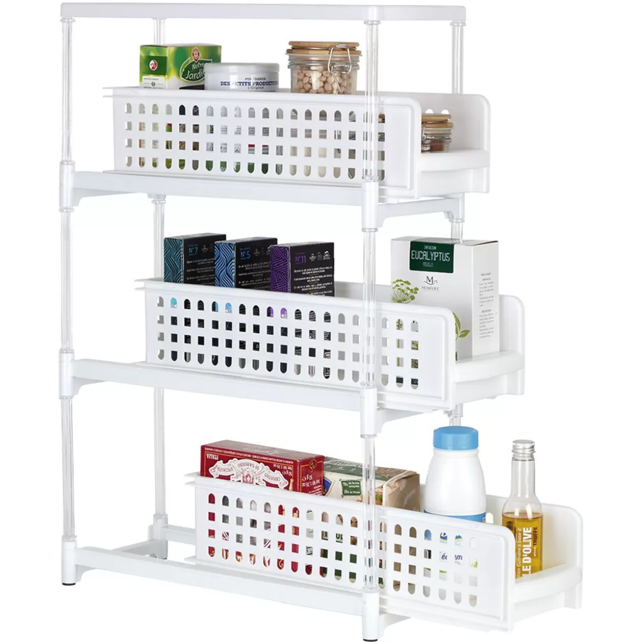 Gifi Desserte de cuisine 3 tiroirs coulissants blanc< Rangement De Cuisine