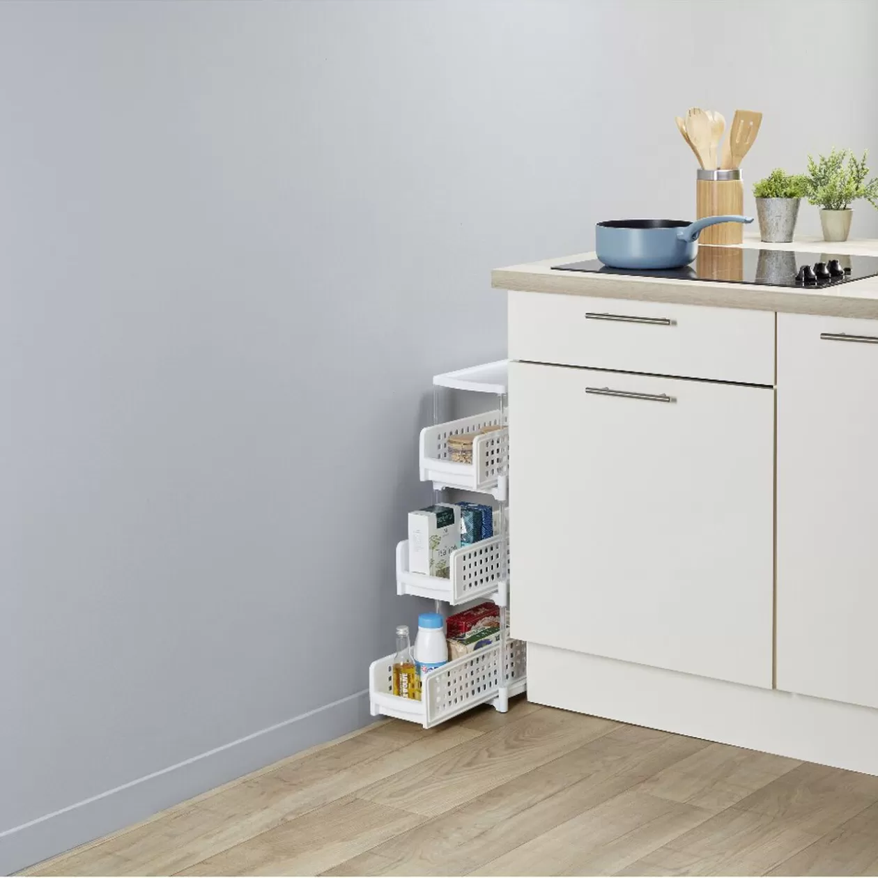 Gifi Desserte de cuisine 3 tiroirs coulissants blanc< Rangement De Cuisine