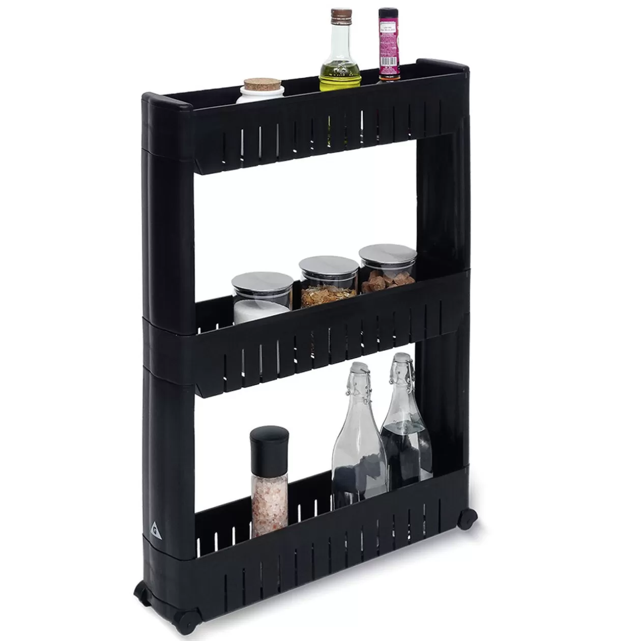 Gifi Desserte de cuisine à roulettes 3 niveaux noir 54,5x12,5xH.72cm< Rangement De Cuisine