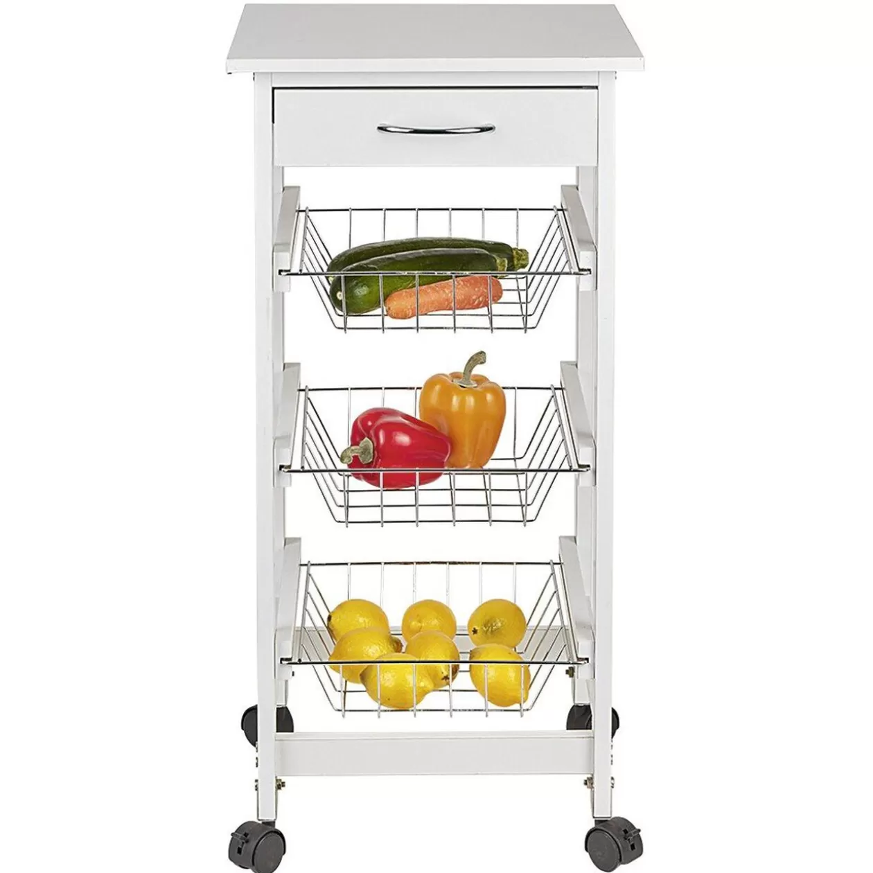Gifi Desserte de cuisine mdf métal blanc gris< Rangement De Cuisine