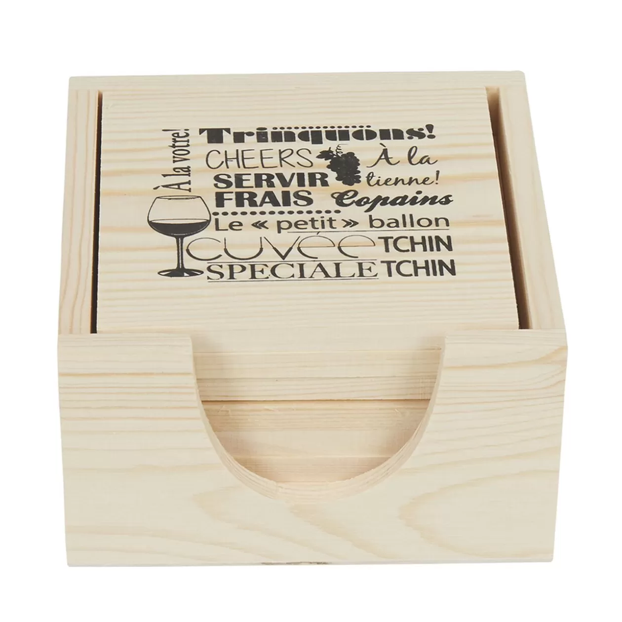 Dessous de verre bois x8 avec boîte de rangement>Gifi Clearance
