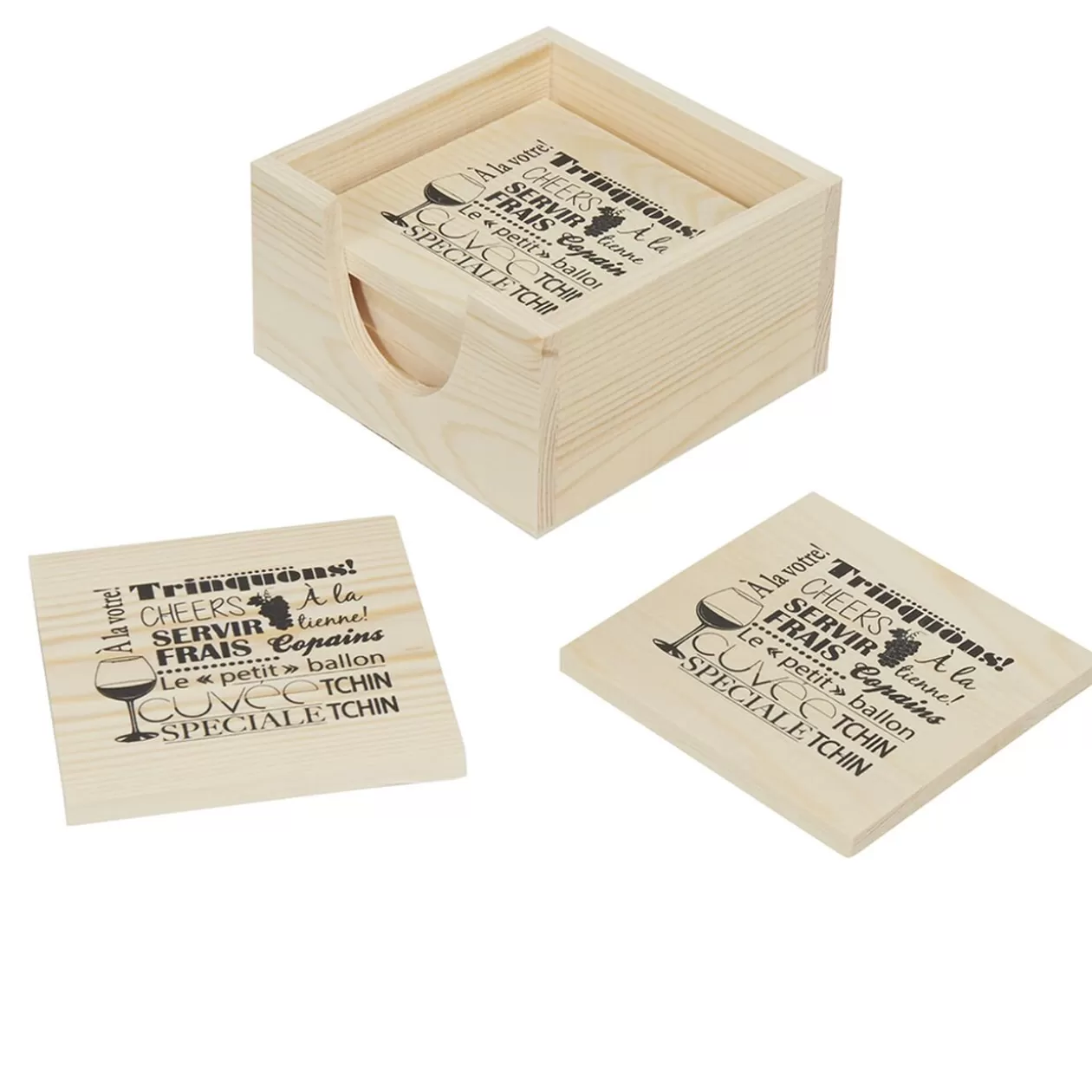 Dessous de verre bois x8 avec boîte de rangement>Gifi Clearance