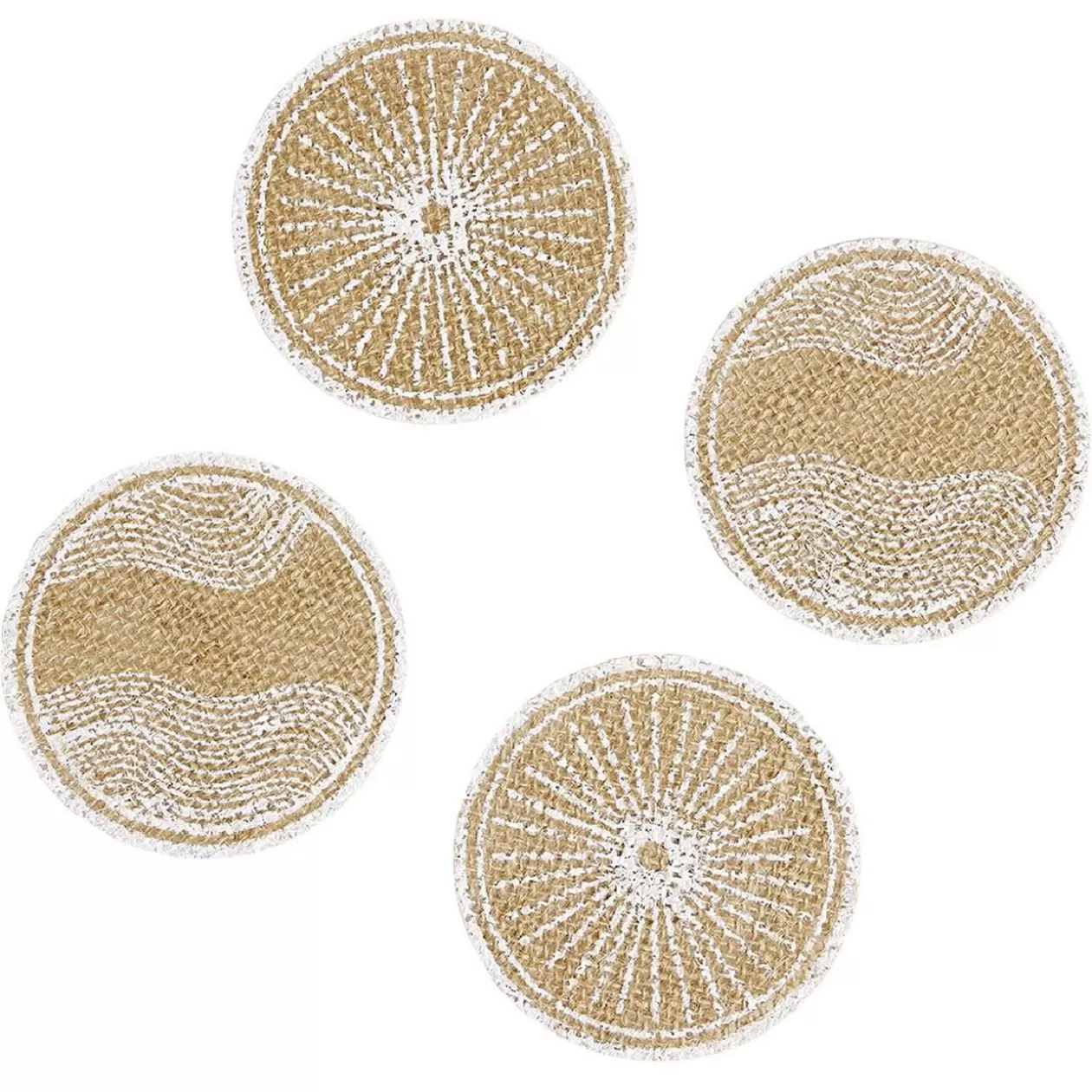 Gifi Dessous de verre jute naturel et blanc Ø8,5cm x4< Vaisselle Et Accessoires De Table