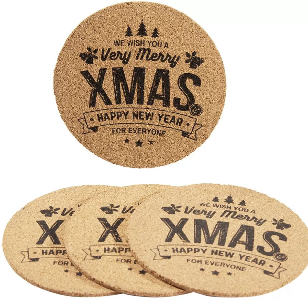 Dessous de verre liège design Noël inscription Merry Christmas x4>Gifi Store