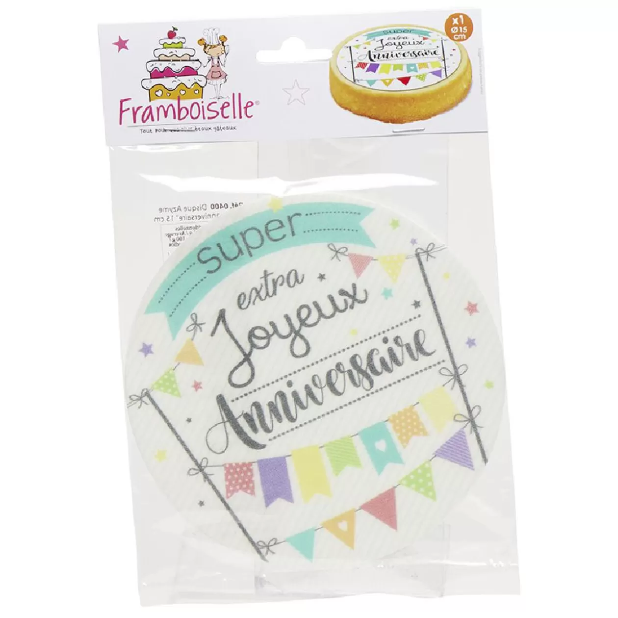 Gifi Disque azyme motif joyeux anniversaire 20 g< Préparation Culinaire