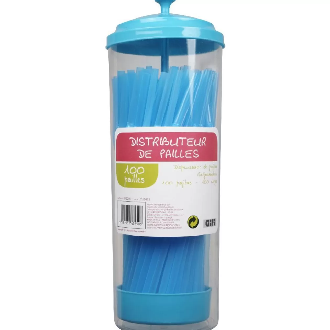 Gifi Distributeur de pailles bleues< Préparation Culinaire