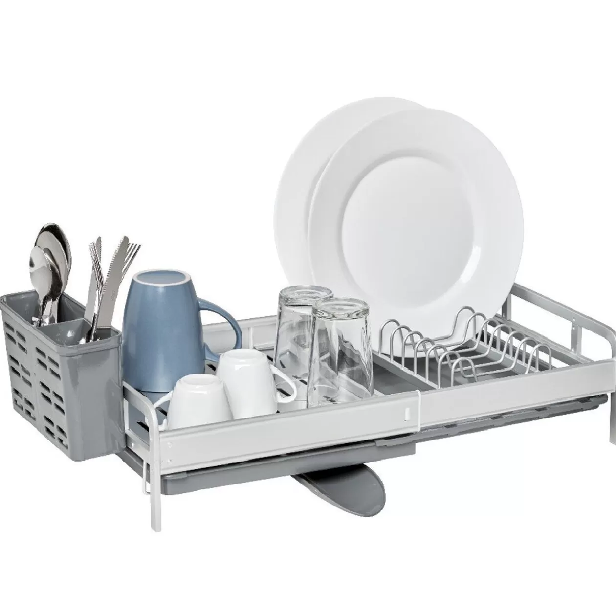 Gifi Egouttoir à vaisselle extensible gris et blanc< Rangement De Cuisine