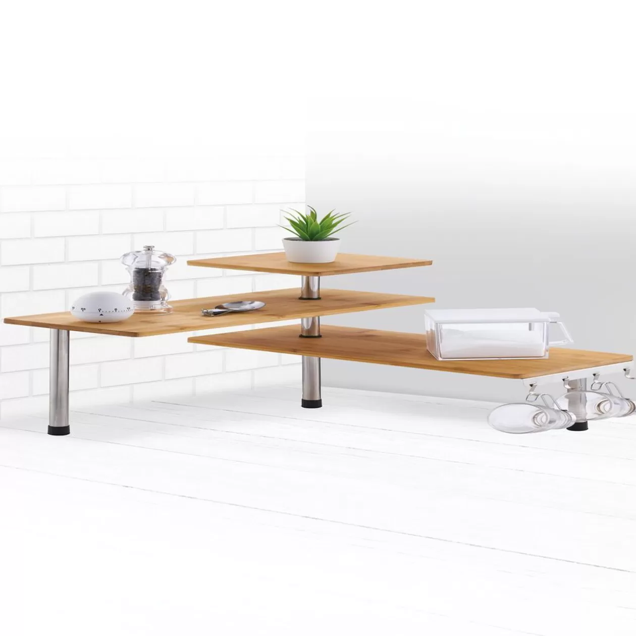 Gifi Etagère d'angle modulable en bambou< Rangement De Cuisine