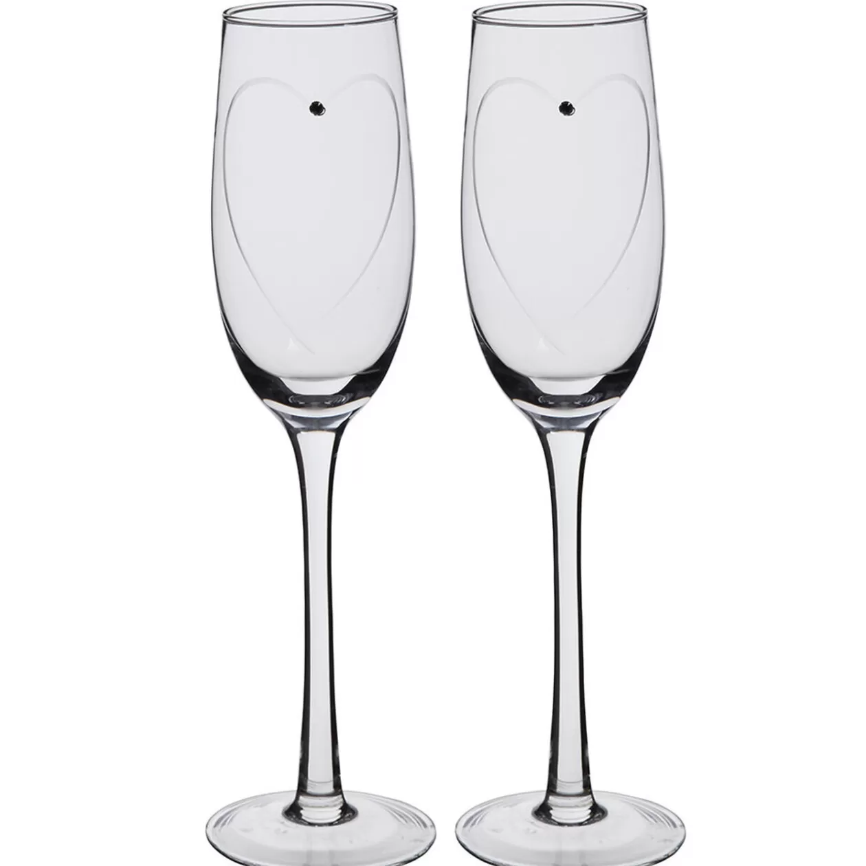 Flûte à champagne avec coeur et strass x2>Gifi Hot