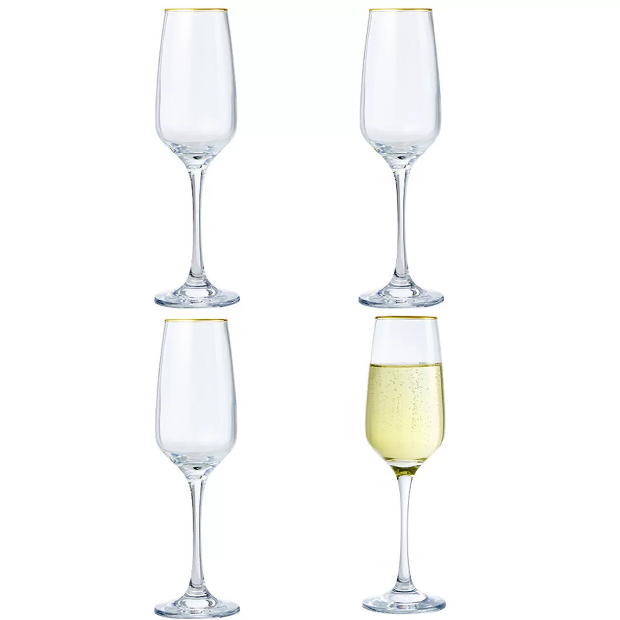 Flûte à champagne bord doré 19,5cl x4>Gifi Flash Sale