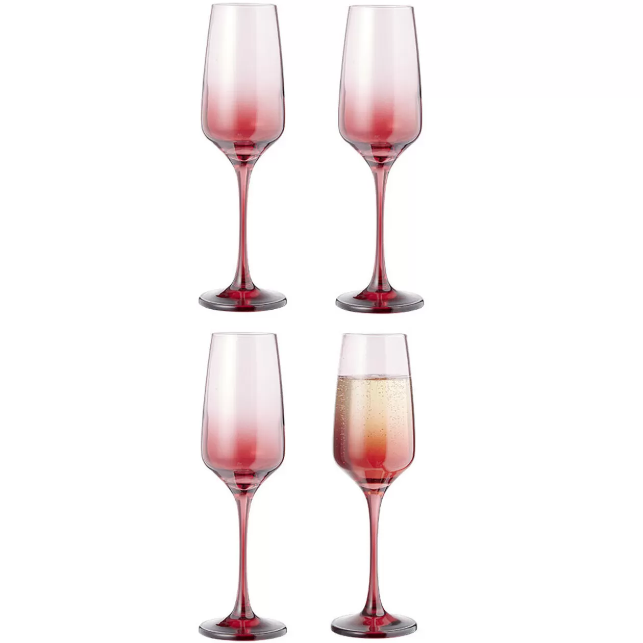 Flûte à champagne fumé rouge 19,5cl x4>Gifi Outlet