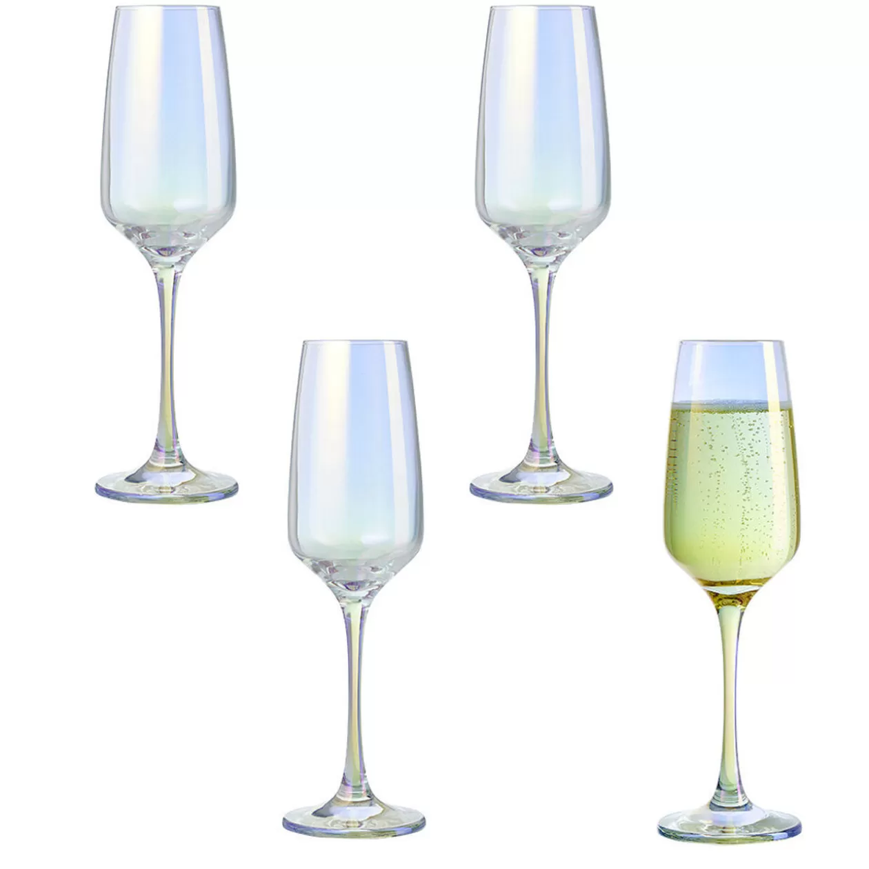 Flûte à champagne irisé transparent 19,5cl x4>Gifi Discount