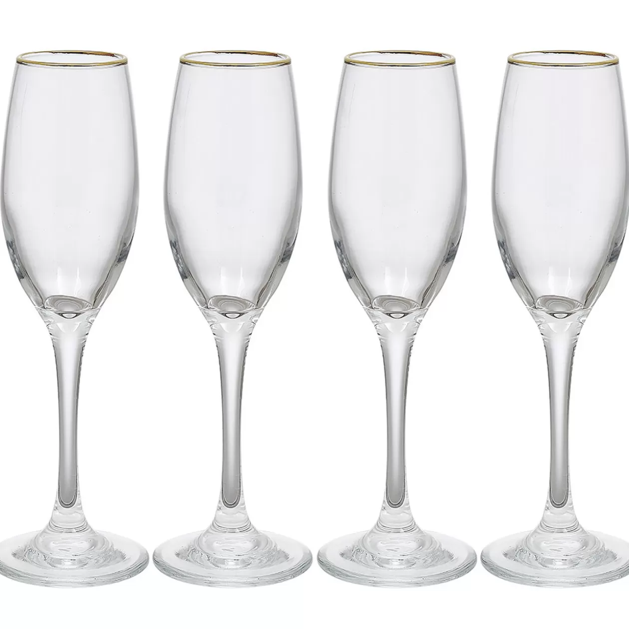 Flûte en verre transparent avec liseré doré x4>Gifi New