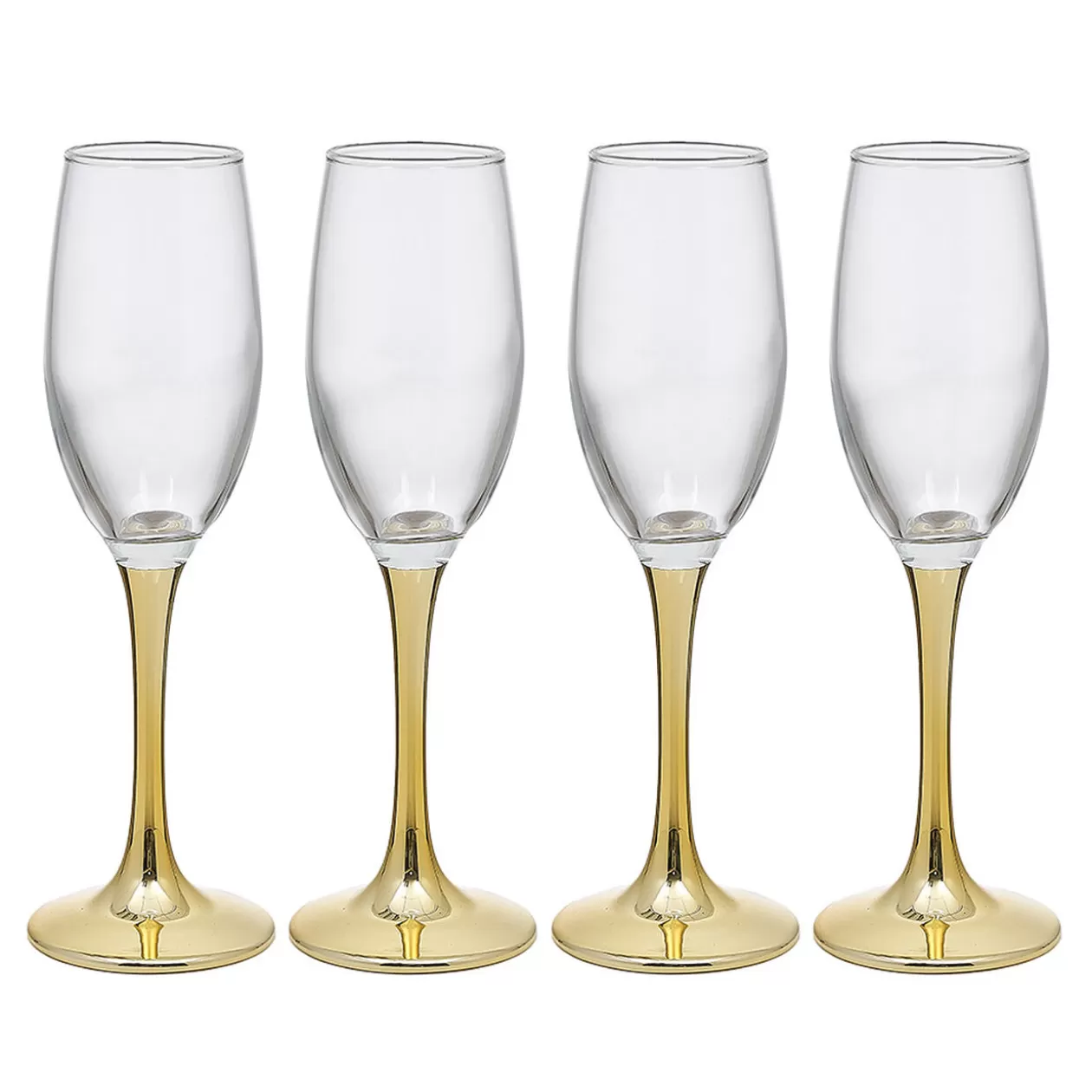 Flûte en verre transparent pied doré x4>Gifi Online