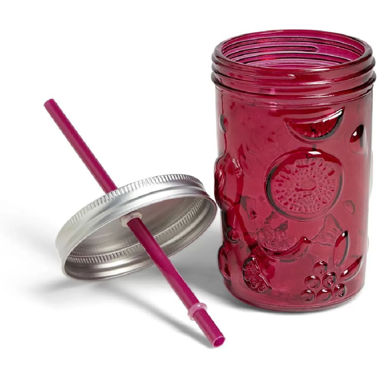 Gifi Gobelet 500ml en verre couvercle métal avec paille - 3 coloris< Vaisselle Et Accessoires De Table