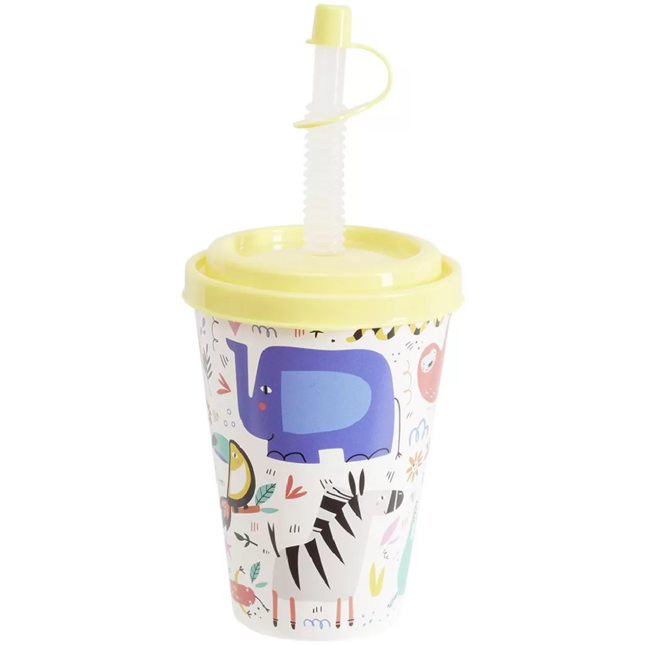 Gobelet avec couvercle paille plastique jaune Ø8,7xH20cm>Gifi Sale