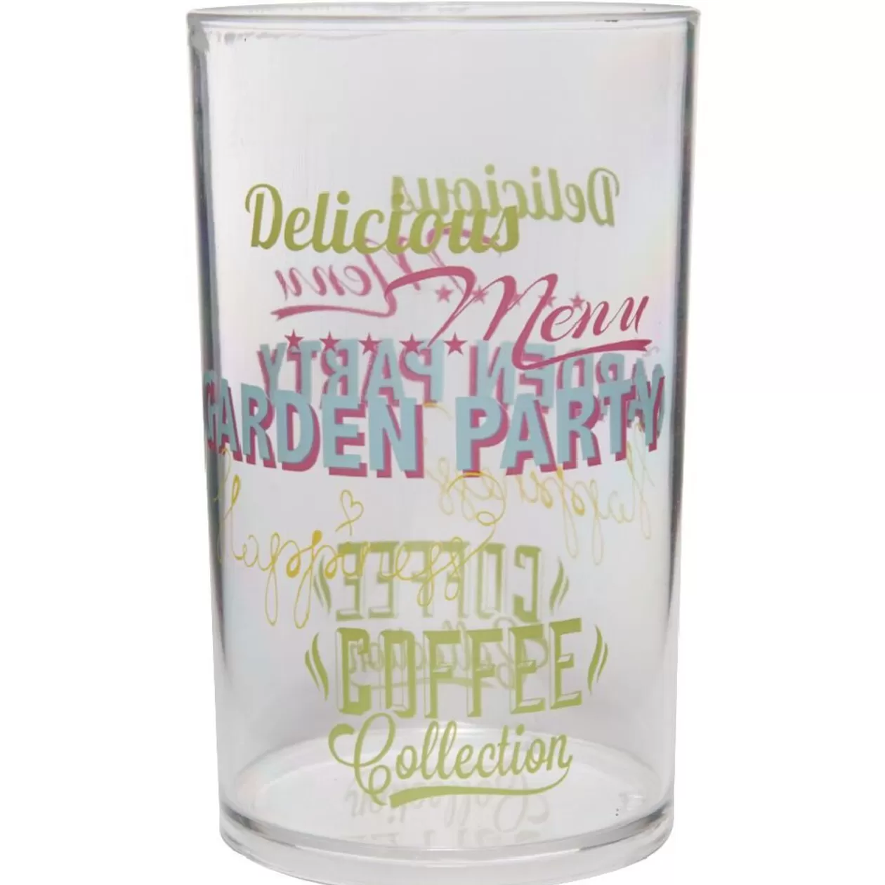 Gobelet en plastique transparent motif multicolore>Gifi New