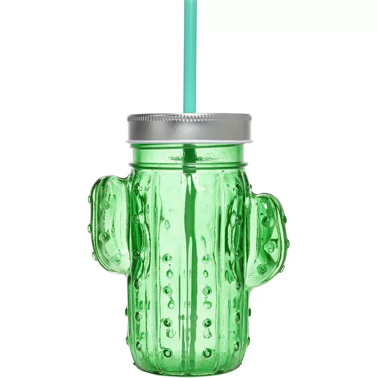 Gobelet en verre avec paille forme cactus ou fraise Ø10xH12,5cm>Gifi Cheap